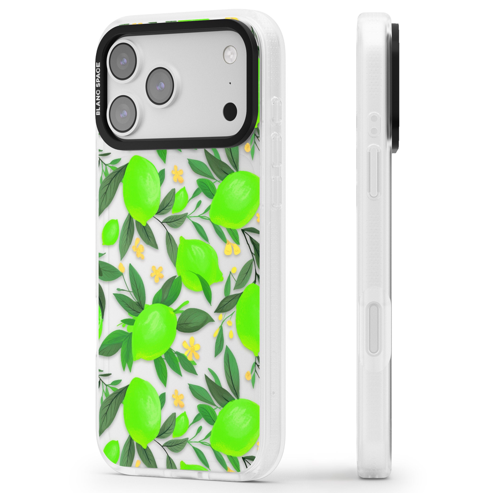 Lime Pattern iPhone 17 Pro Max Impact Air Clear Phone Case Side Profile