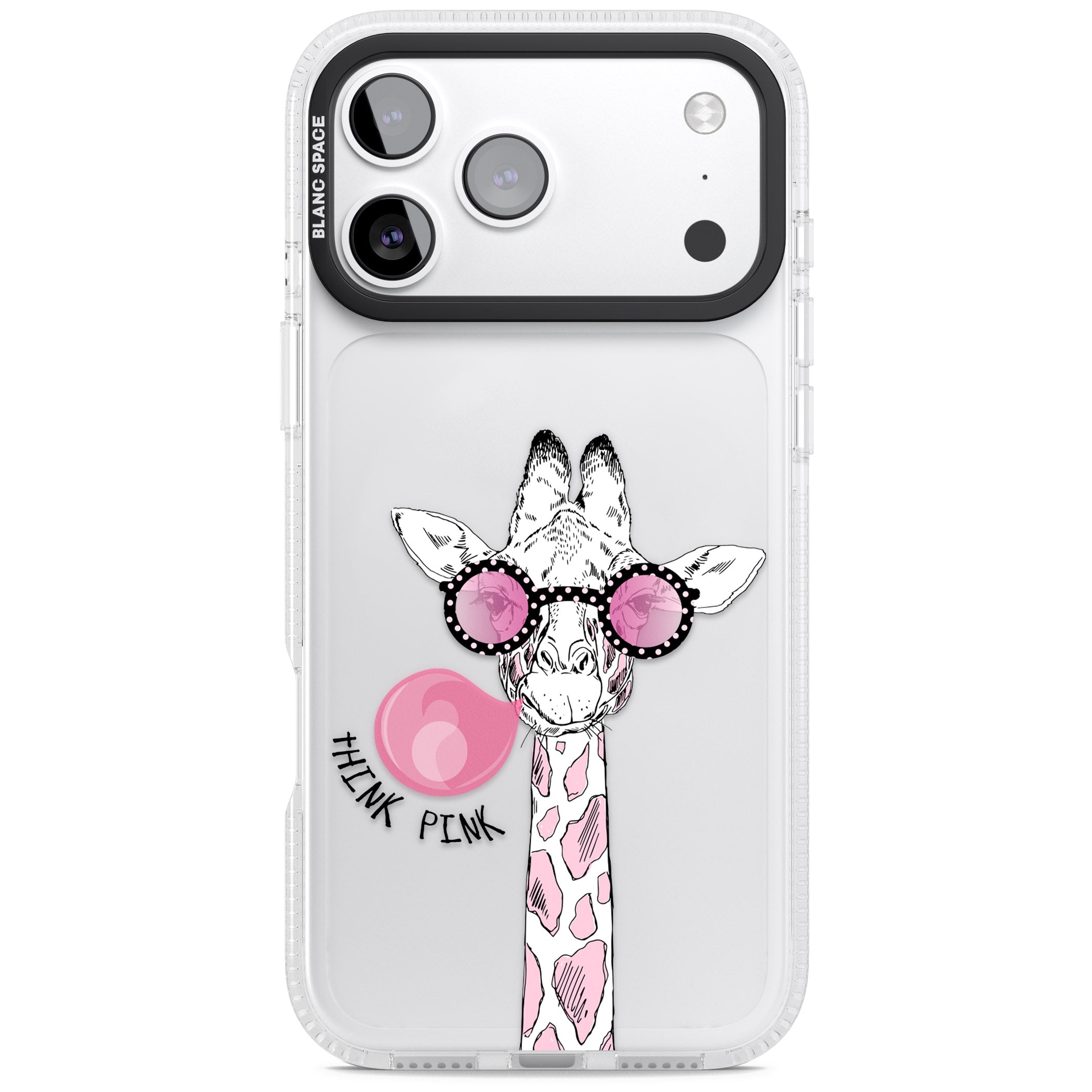 Think Pink Giraffe iPhone 17 Pro Max Impact Air Clear Phone Case