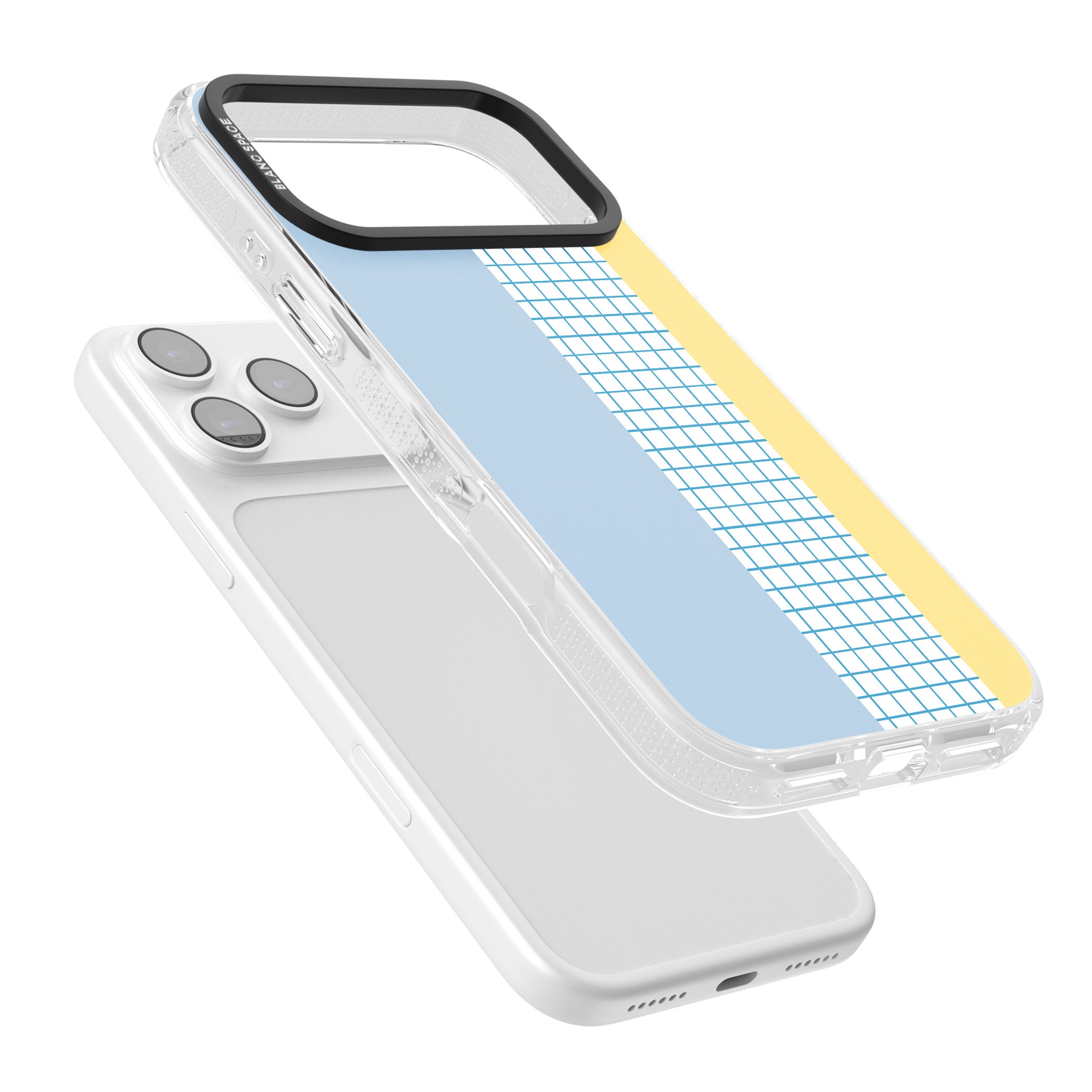 Abstract Grid Blue & Yellow iPhone 17 Pro Max Impact Air Clear Phone Case Colours
