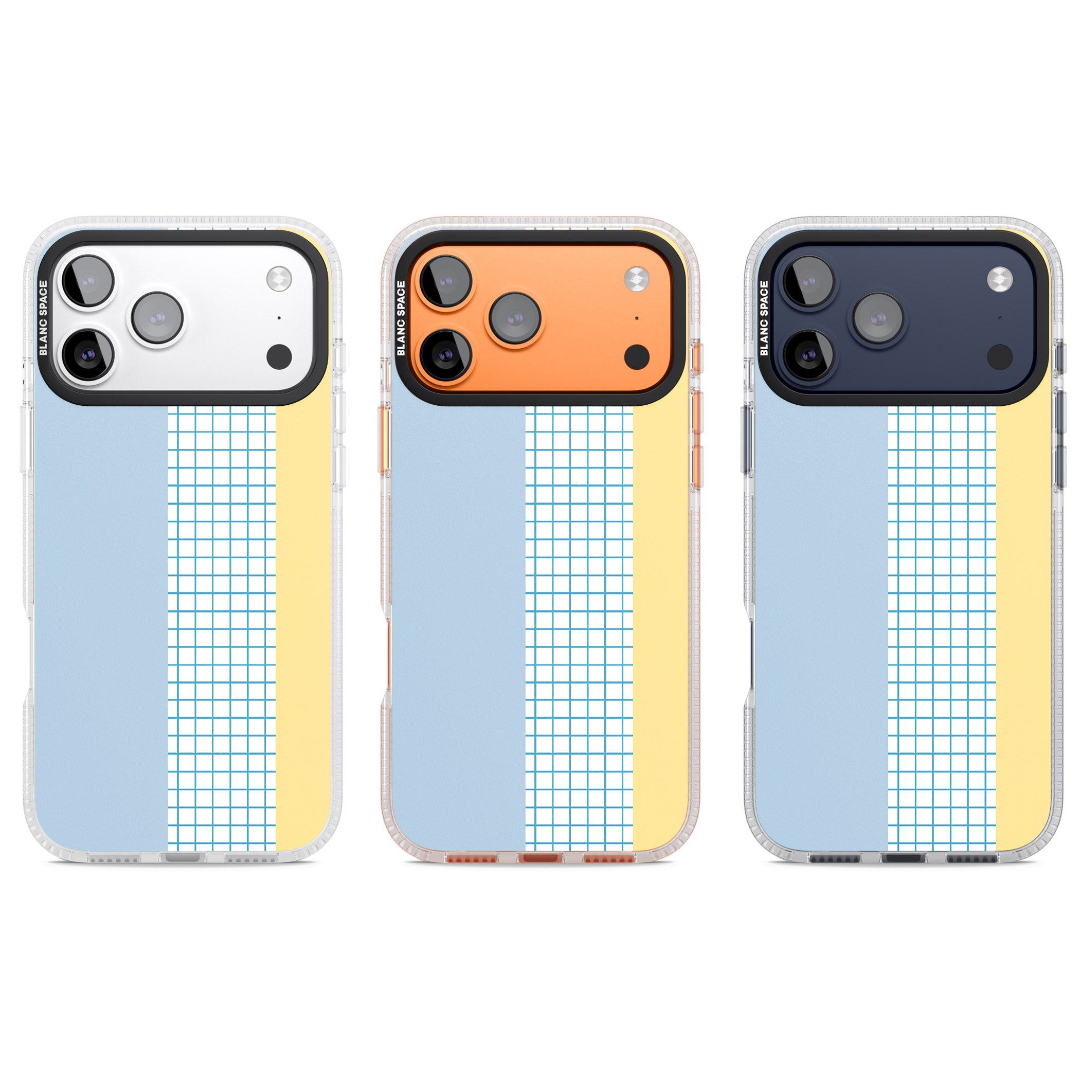 Abstract Grid Blue & Yellow iPhone 17 Pro Impact Air Clear Phone Case APT Impact Protection