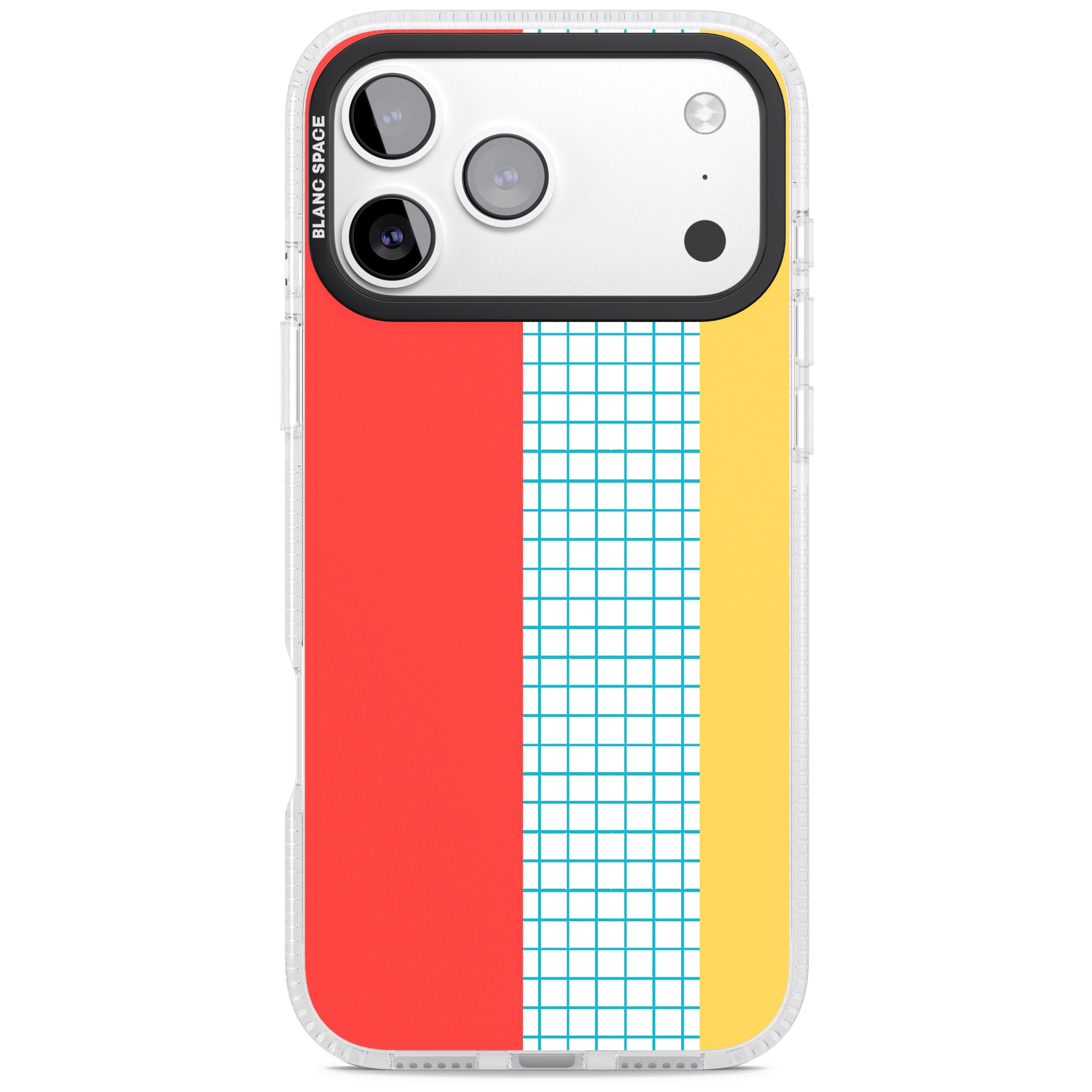 Abstract Grid Red, Blue, Yellow iPhone 17 Pro Max Impact Air Clear Phone Case
