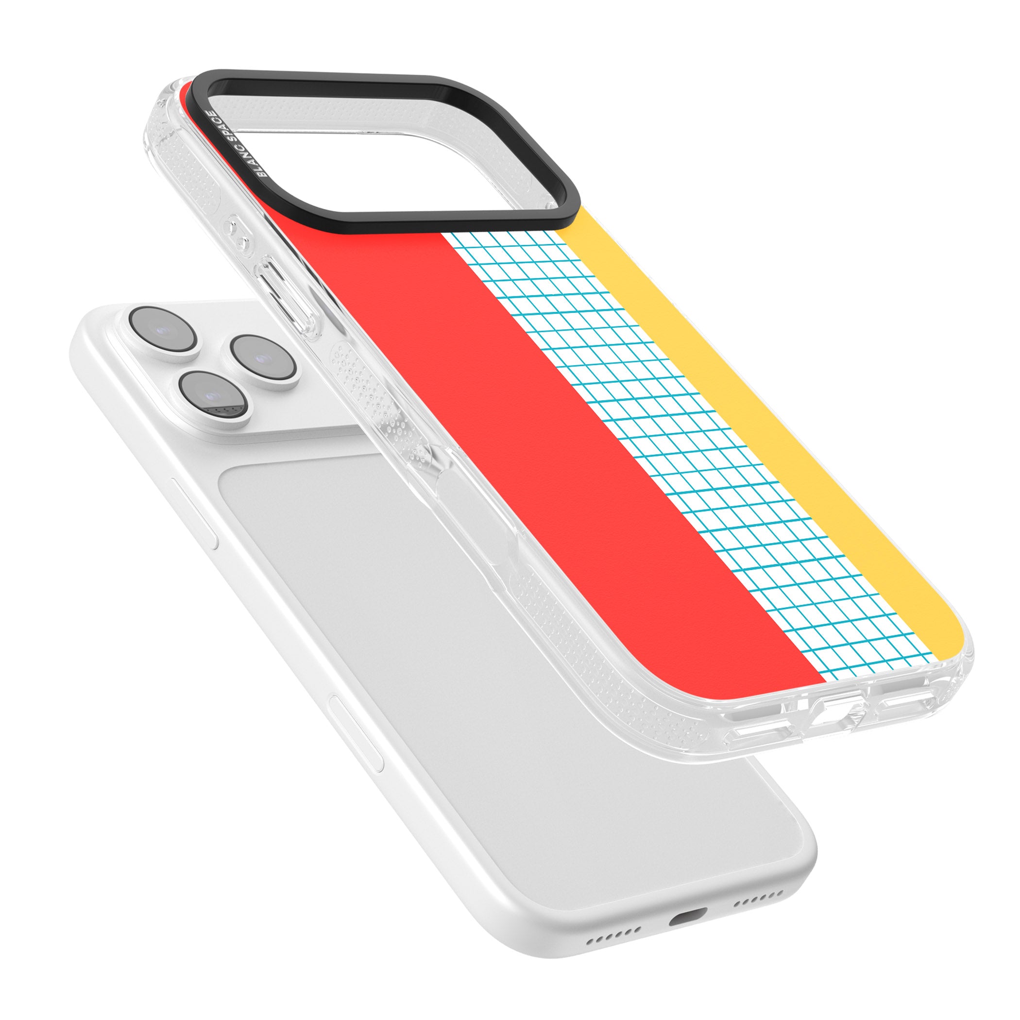 Abstract Grid Red, Blue, Yellow iPhone 17 Pro Max Impact Air Clear Phone Case Colours
