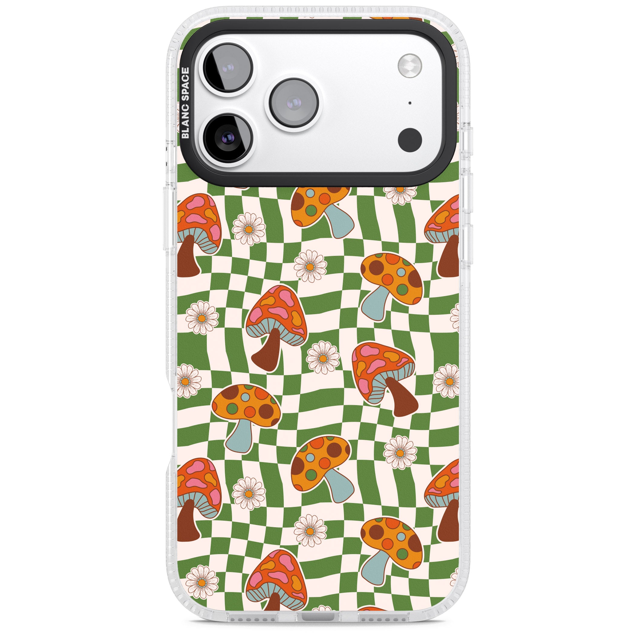 Wavy Checked Shroom & Bloom iPhone 17 Pro Max Impact Air Clear Phone Case
