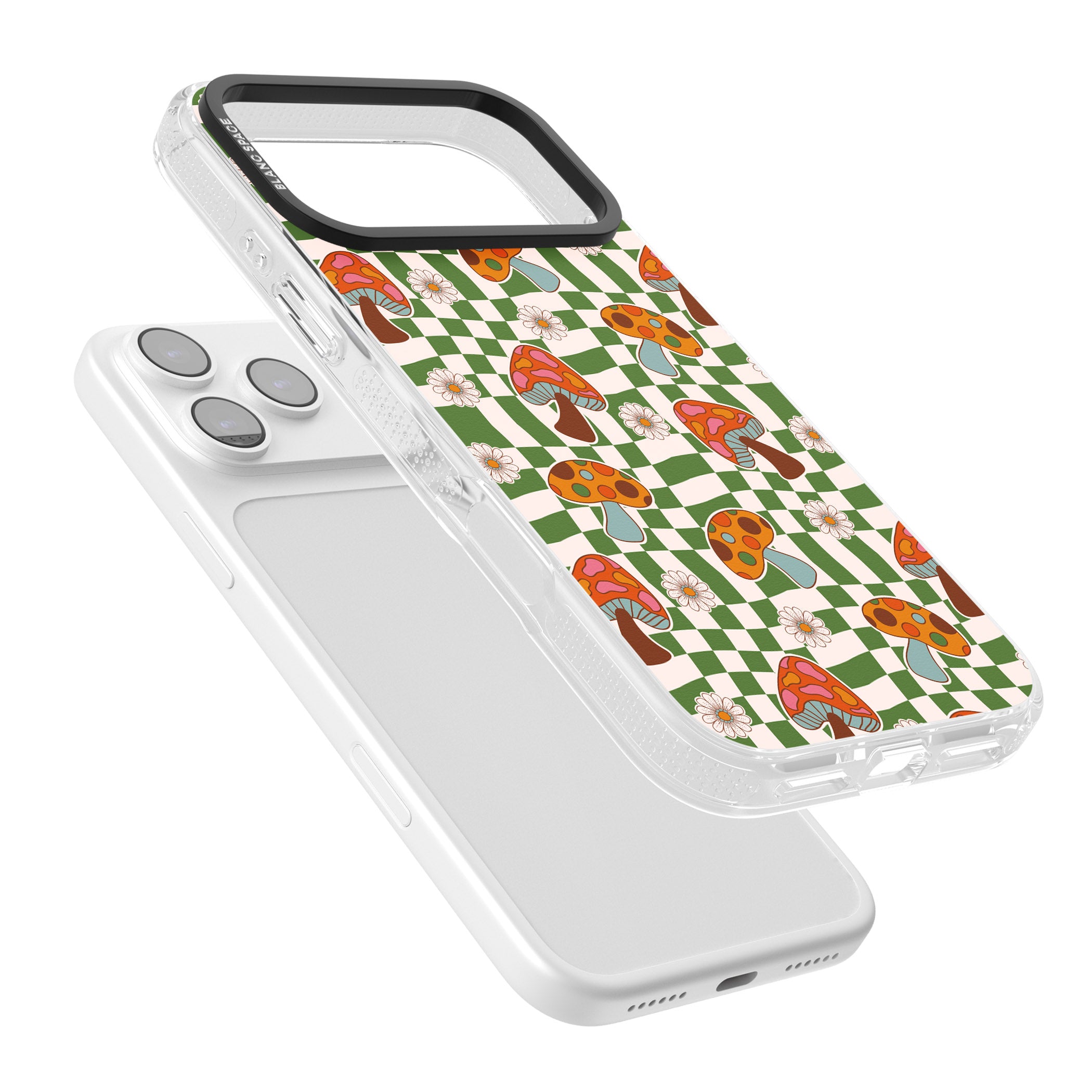 Wavy Checked Shroom & Bloom iPhone 17 Pro Max Impact Air Clear Phone Case Colours
