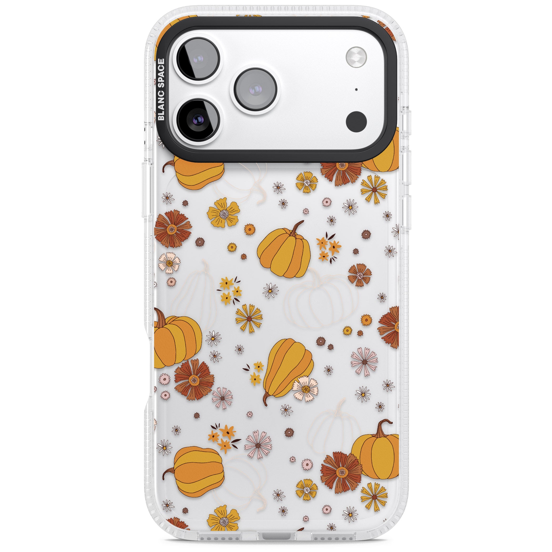 Halloween Pumpkins And Flowers iPhone 17 Pro Max Impact Air Clear Phone Case