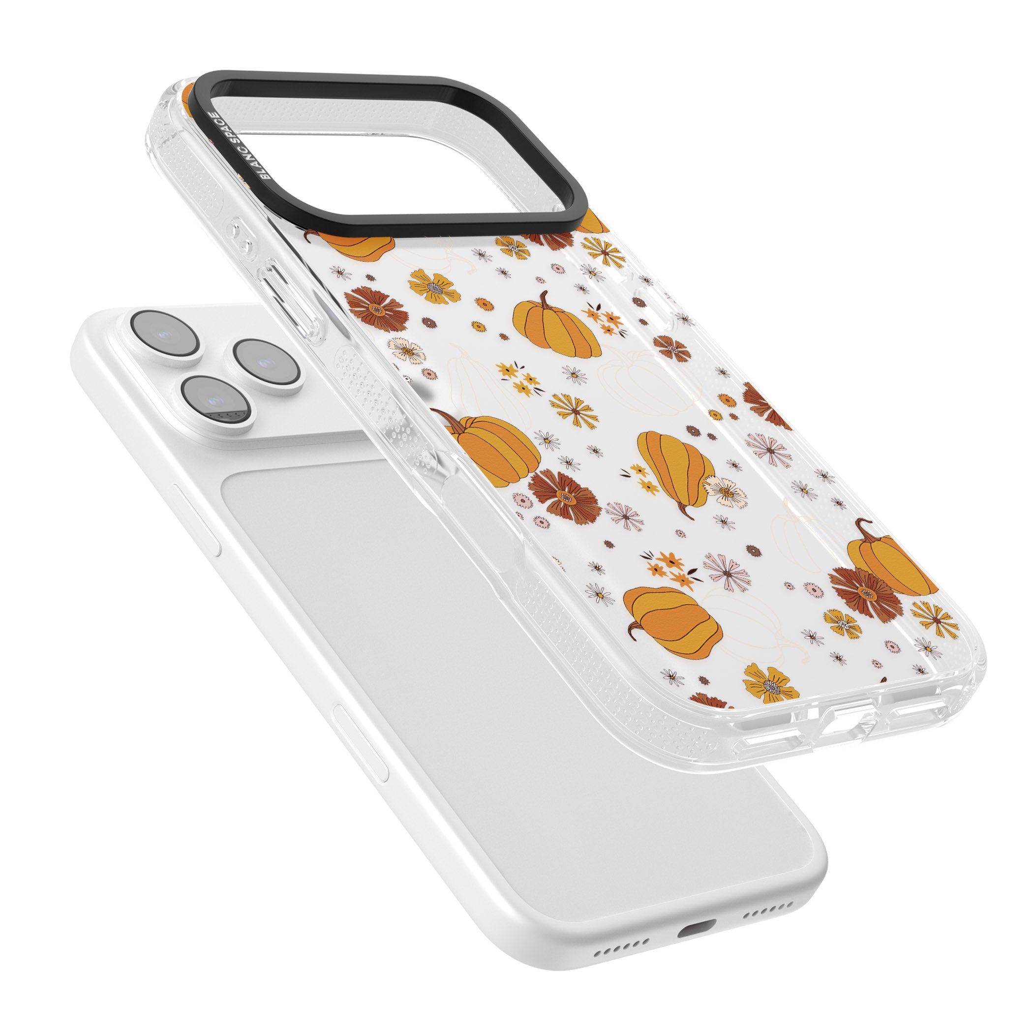 Halloween Pumpkins And Flowers iPhone 17 Pro Max Impact Air Clear Phone Case Colours