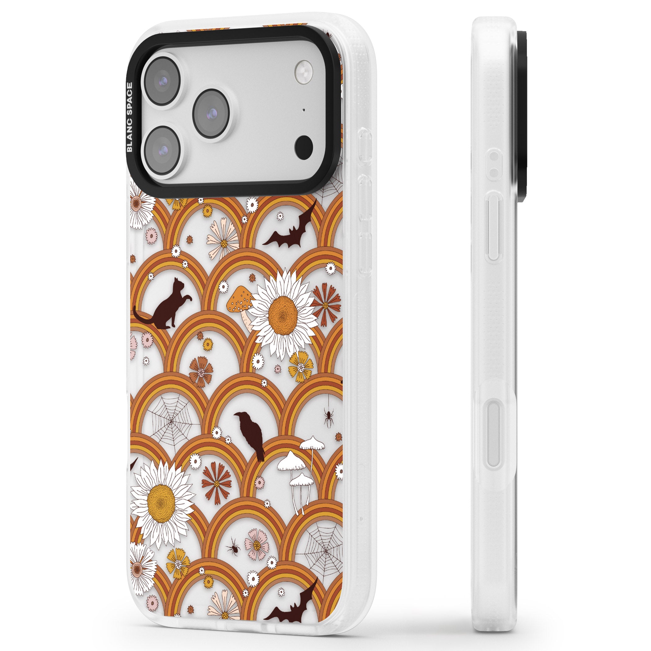 Halloween Rainbows iPhone 17 Pro Max Impact Air Clear Phone Case Side Profile