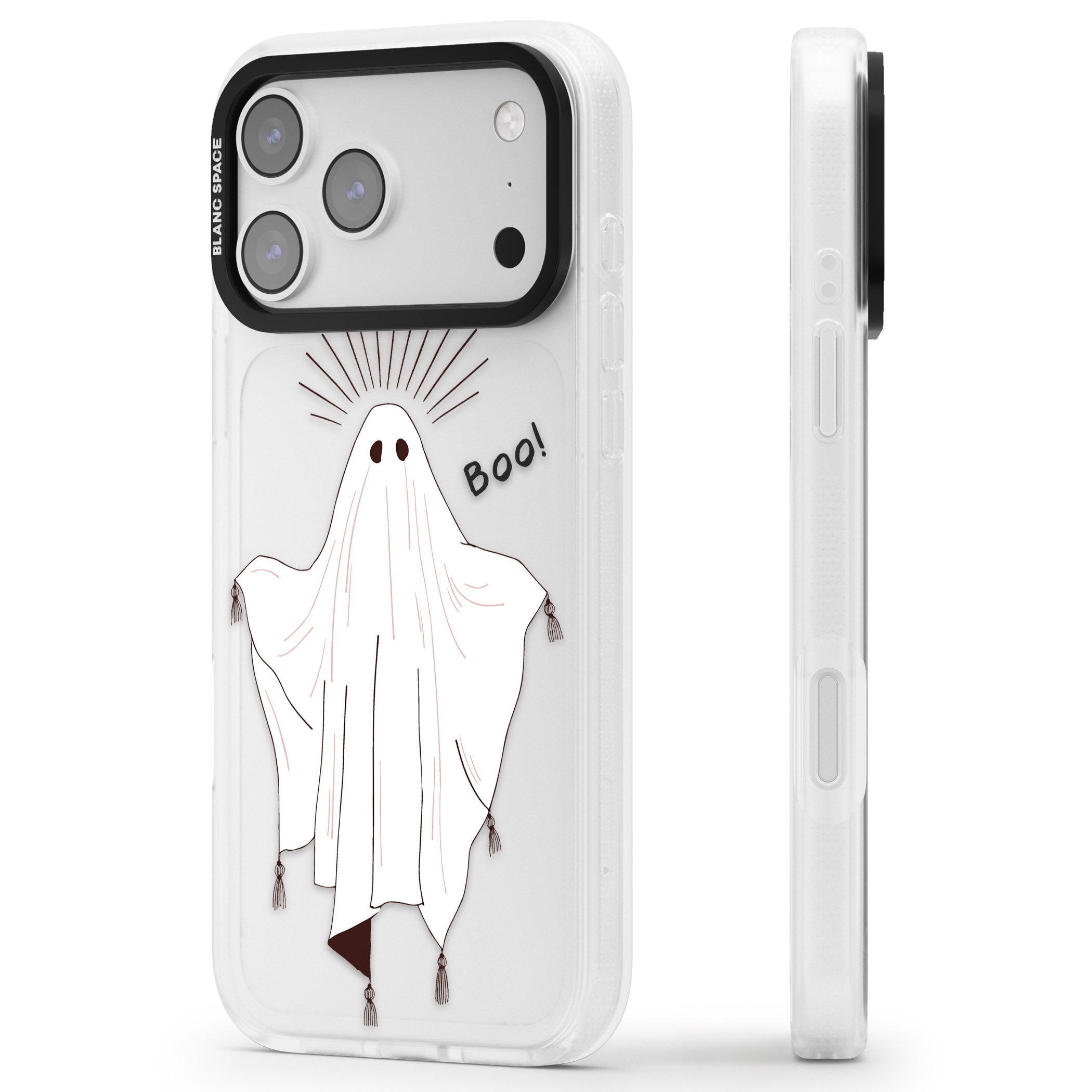 Boo! iPhone 17 Pro Max Impact Air Clear Phone Case Side Profile