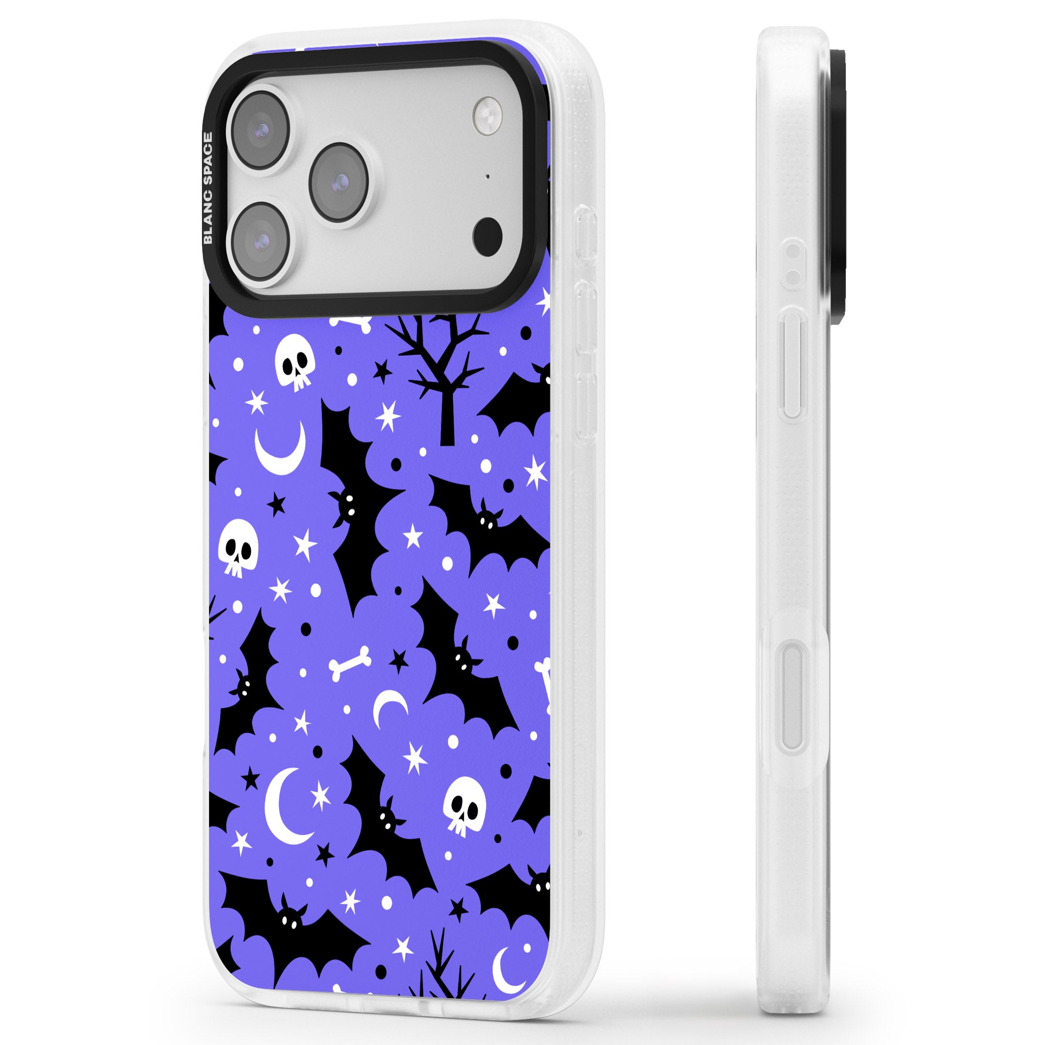Bats N' Bones Pattern iPhone 17 Pro Max Impact Air Clear Phone Case Side Profile