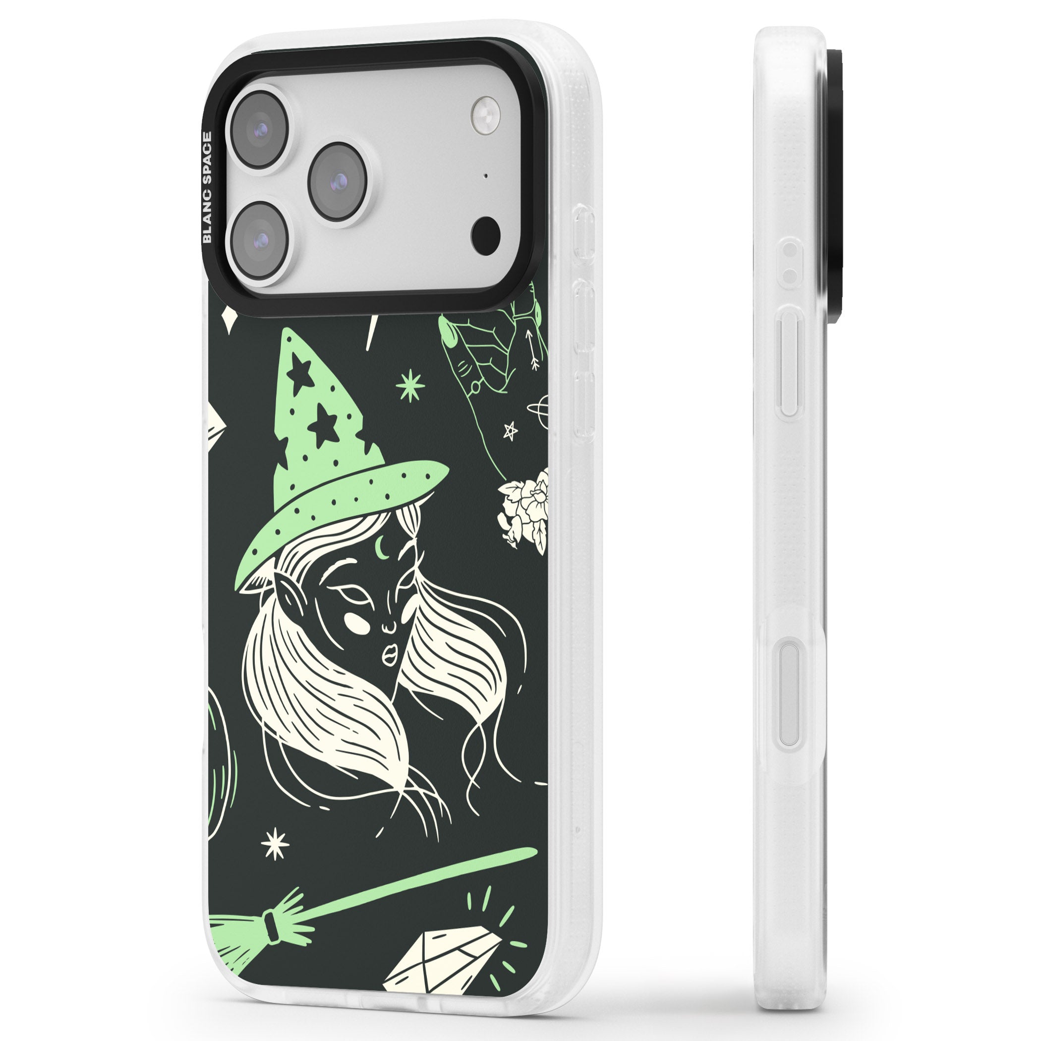 Astrology Witch Pattern iPhone 17 Pro Max Impact Air Clear Phone Case Side Profile