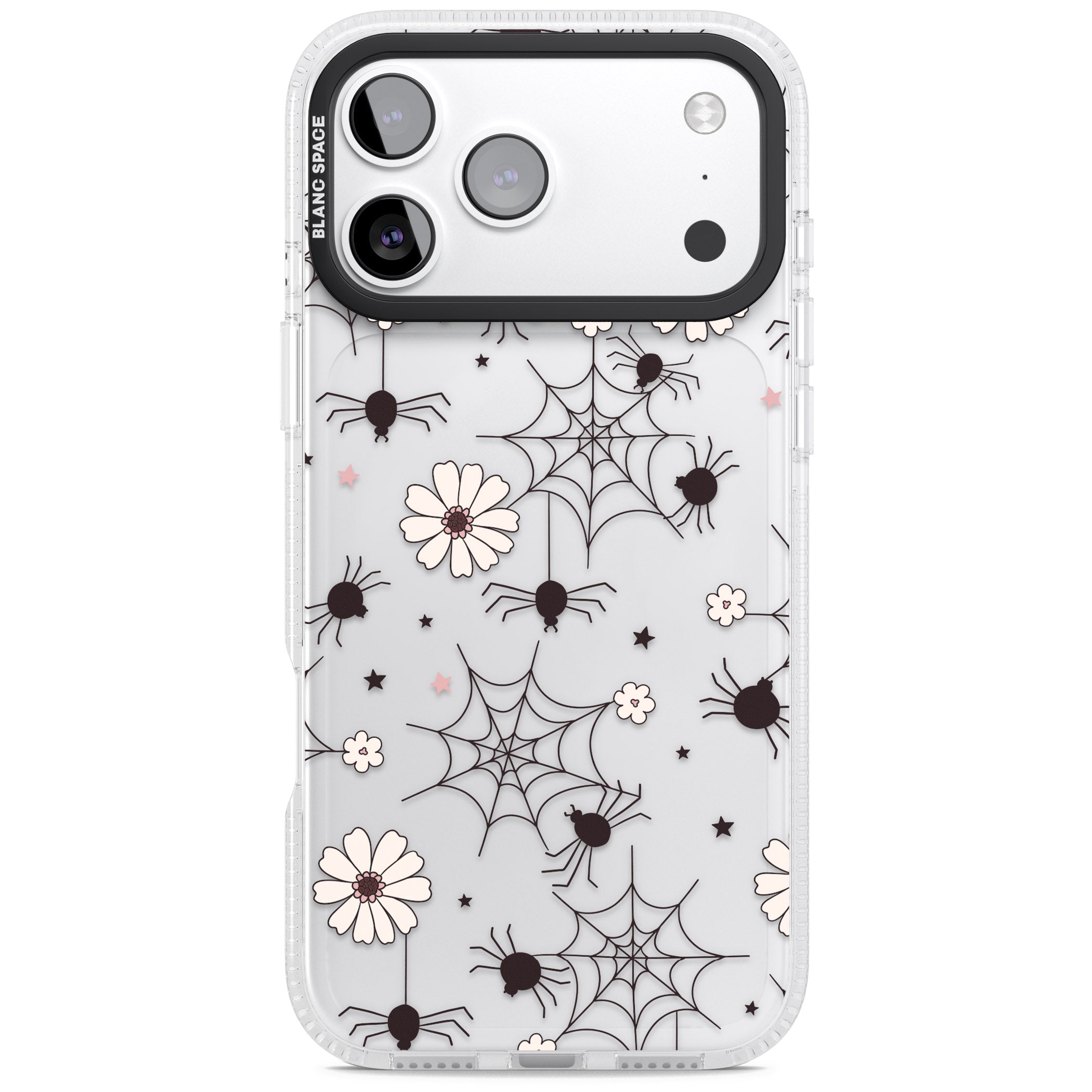 Spiders And Flowers Pattern iPhone 17 Pro Max Impact Air Clear Phone Case