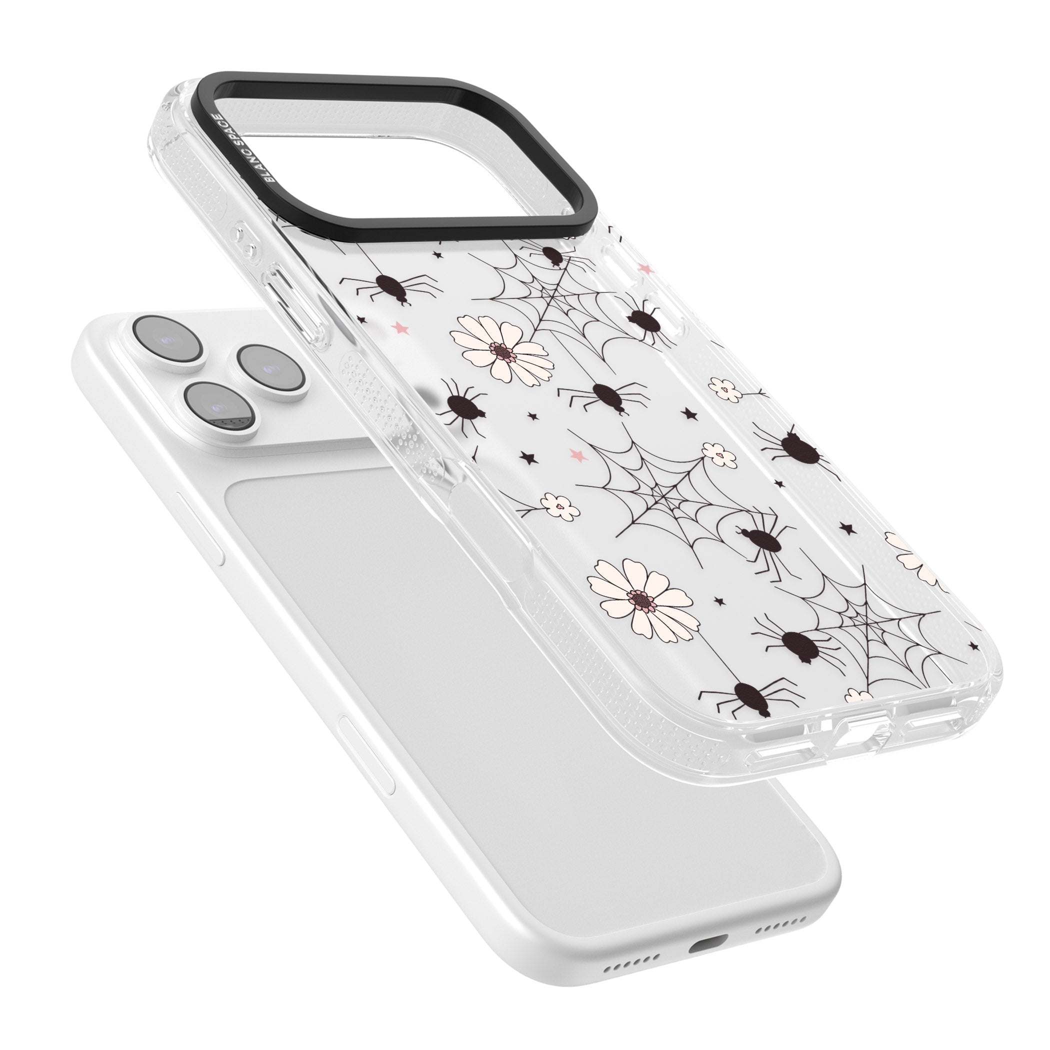Spiders And Flowers Pattern iPhone 17 Pro Max Impact Air Clear Phone Case Colours
