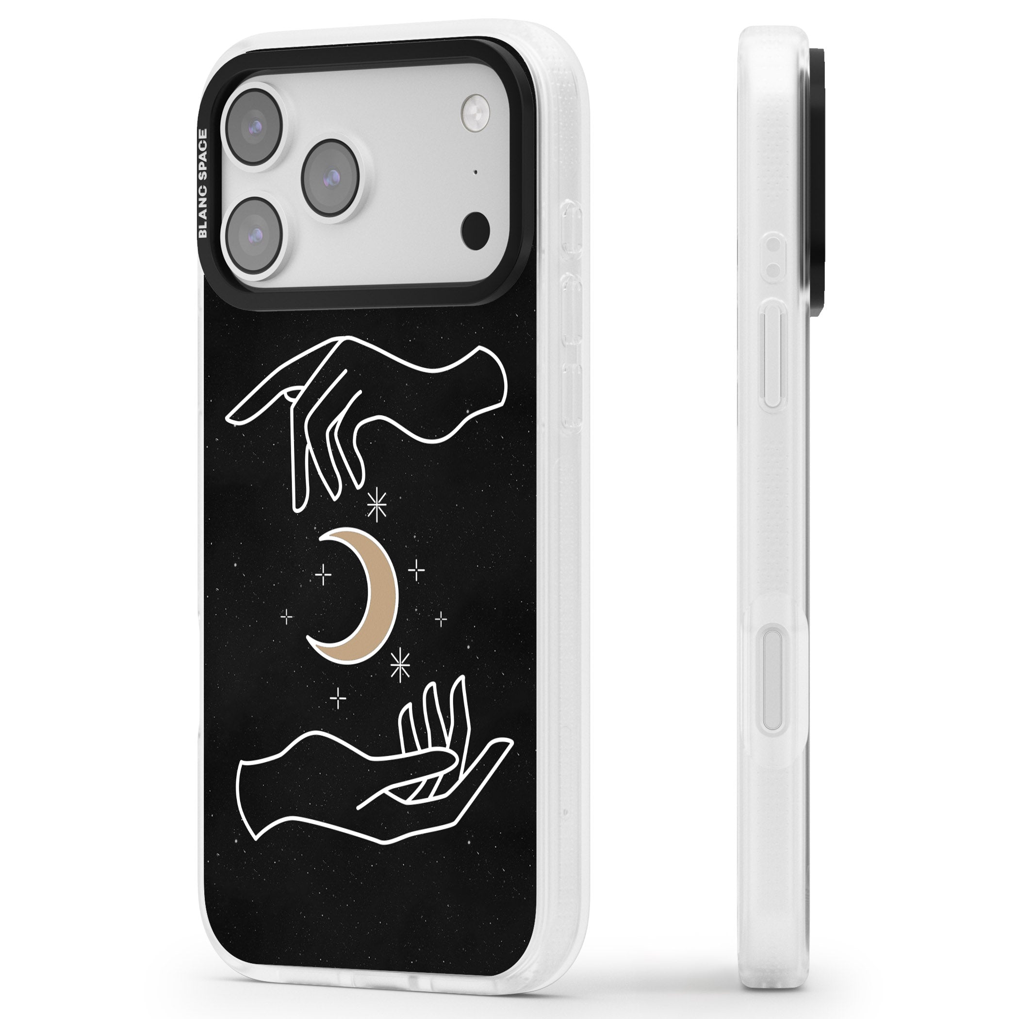 Cosmic Hands iPhone 17 Pro Max Impact Air Clear Phone Case Side Profile