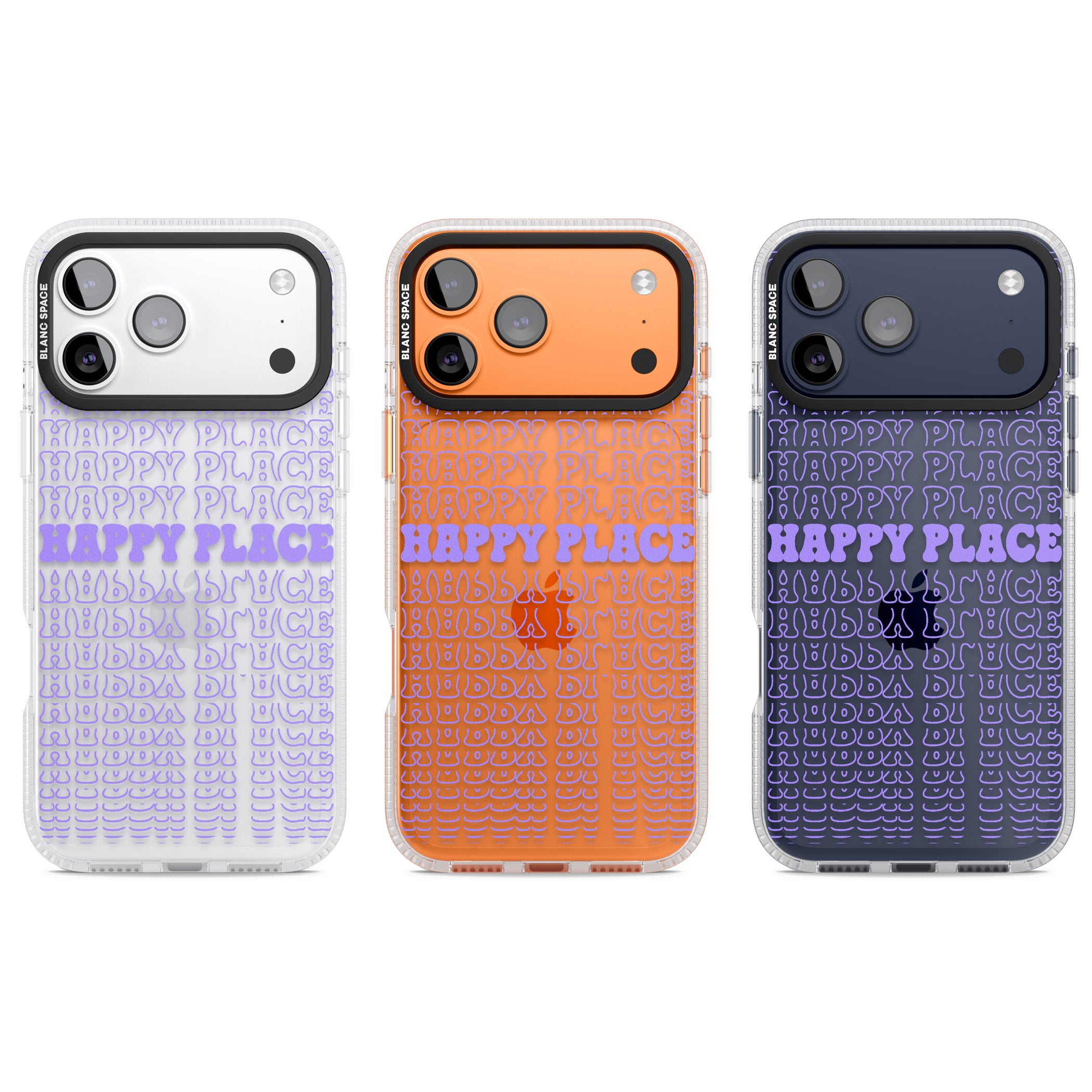 Happy Place (Purple) iPhone 17 Pro Impact Air Clear Phone Case APT Impact Protection
