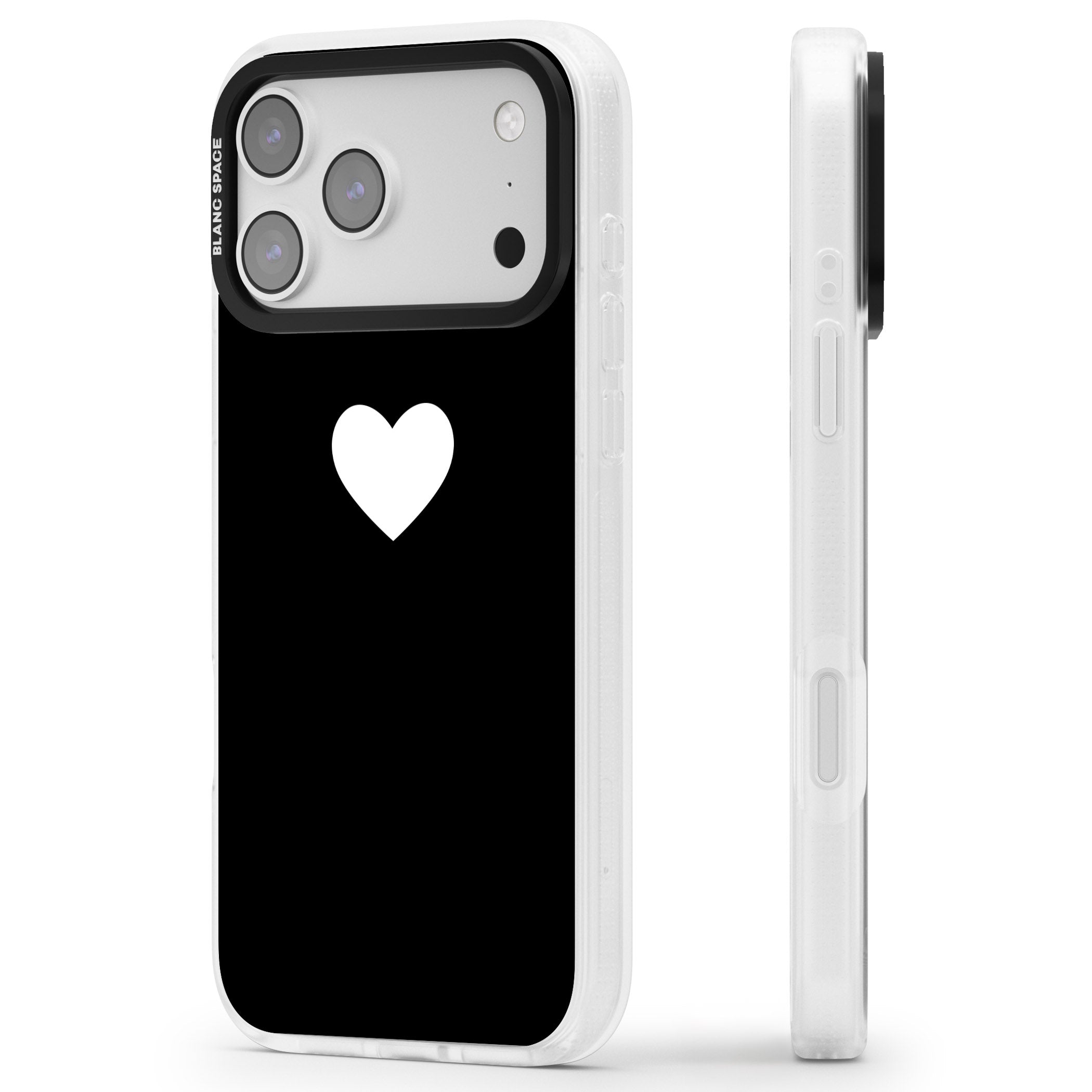 Single Heart Design: White & iPhone 17 Pro Max Impact Air Clear Phone Case Side Profile