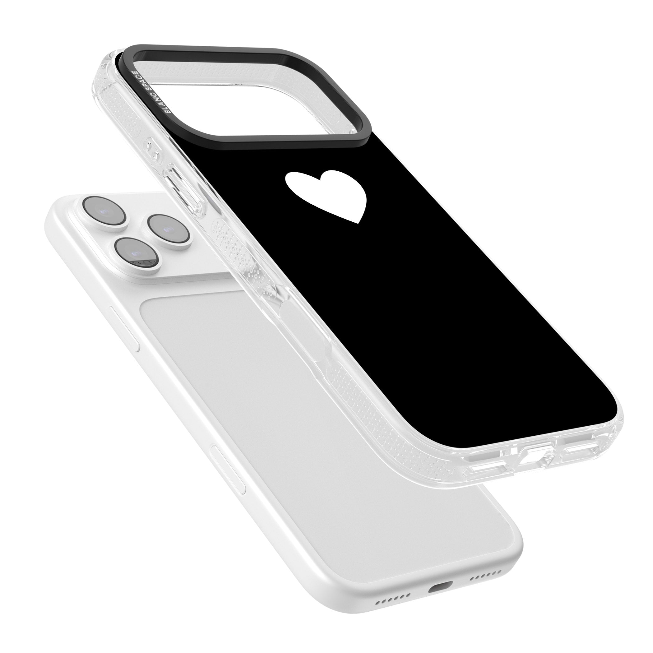 Single Heart Design: White & iPhone 17 Pro Max Impact Air Clear Phone Case Colours