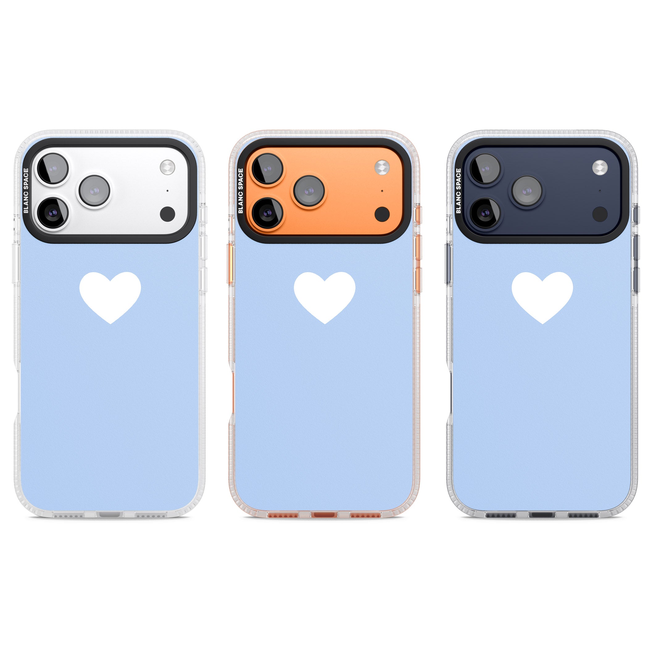 Single Heart Design: White & Baby Blue iPhone 17 Pro Impact Air Clear Phone Case APT Impact Protection
