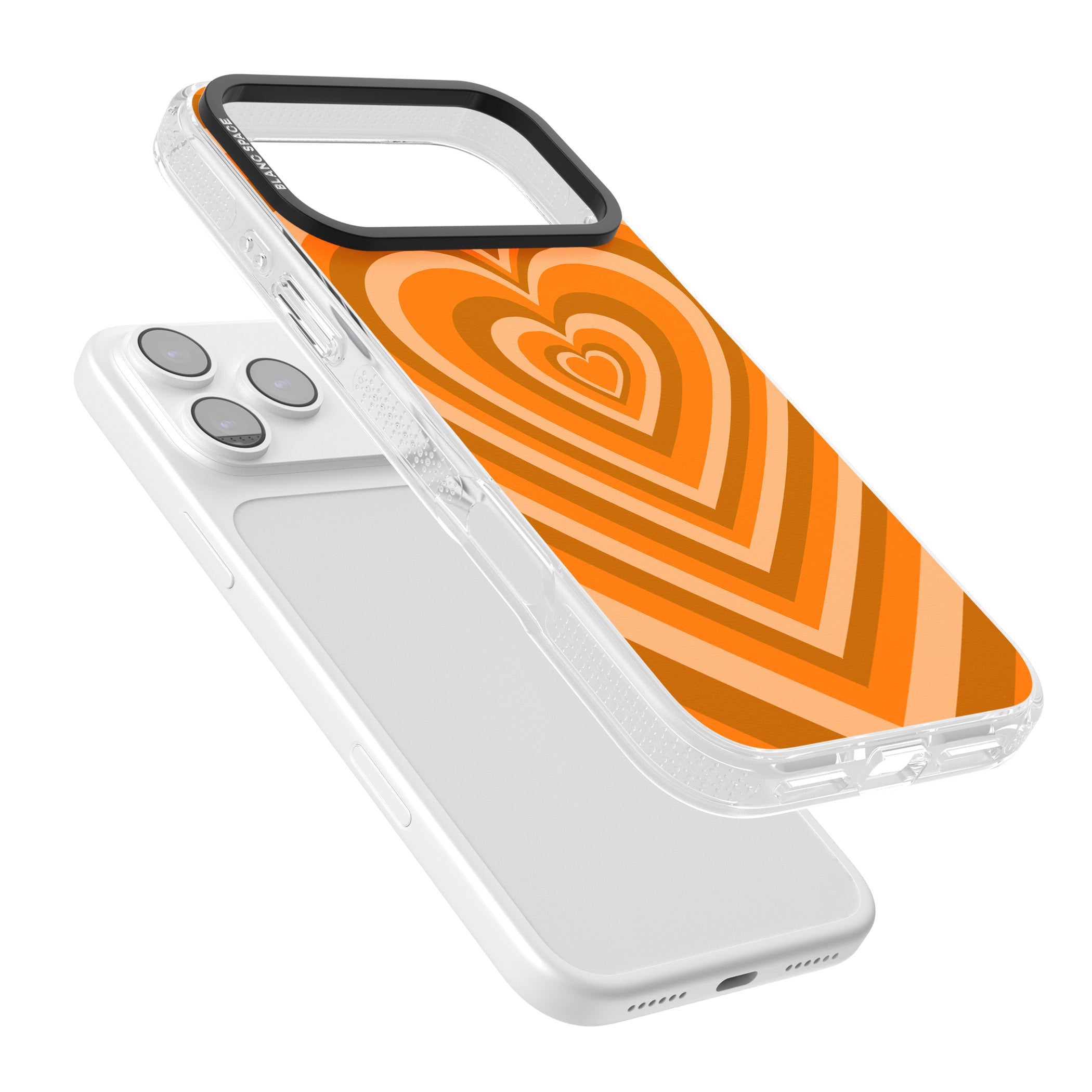 Orange Heart Illusion iPhone 17 Pro Max Impact Air Clear Phone Case Colours