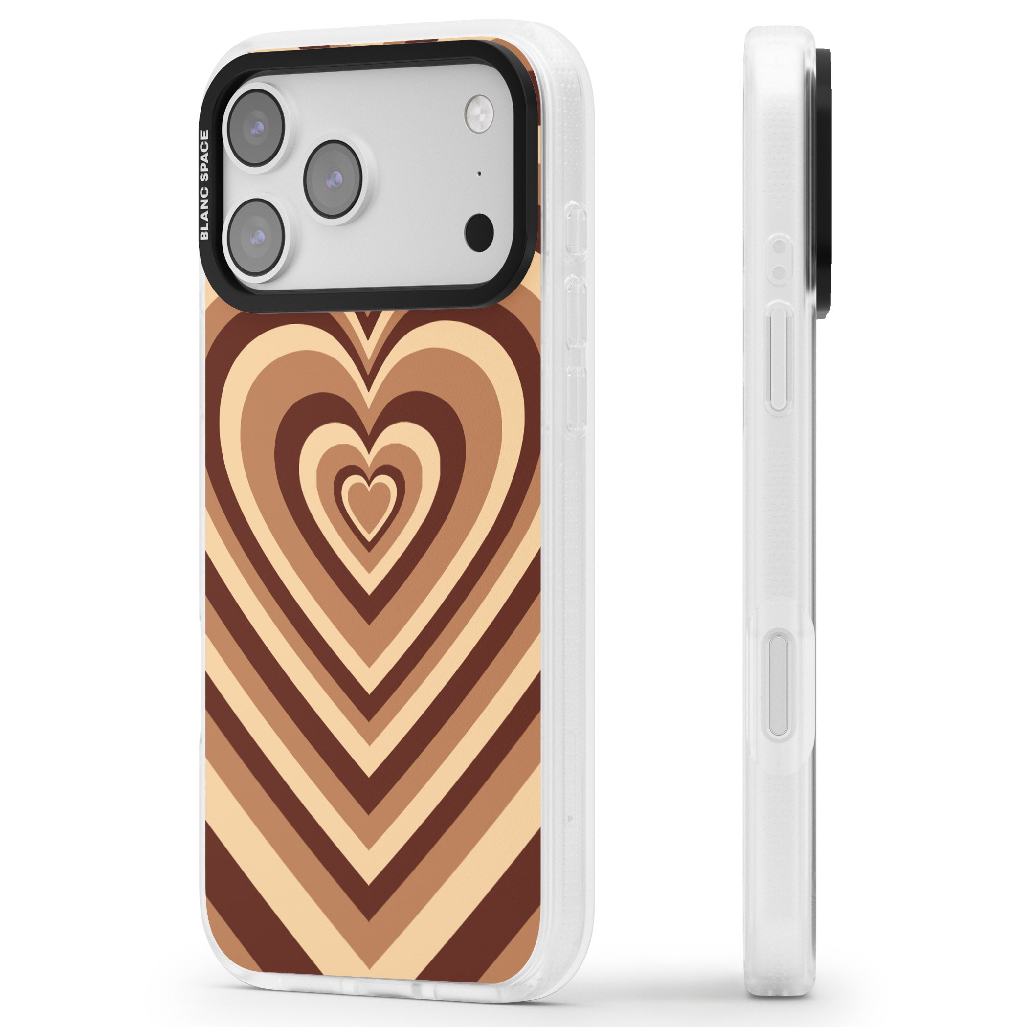 Latte Heart Illusion iPhone 17 Pro Max Impact Air Clear Phone Case Side Profile