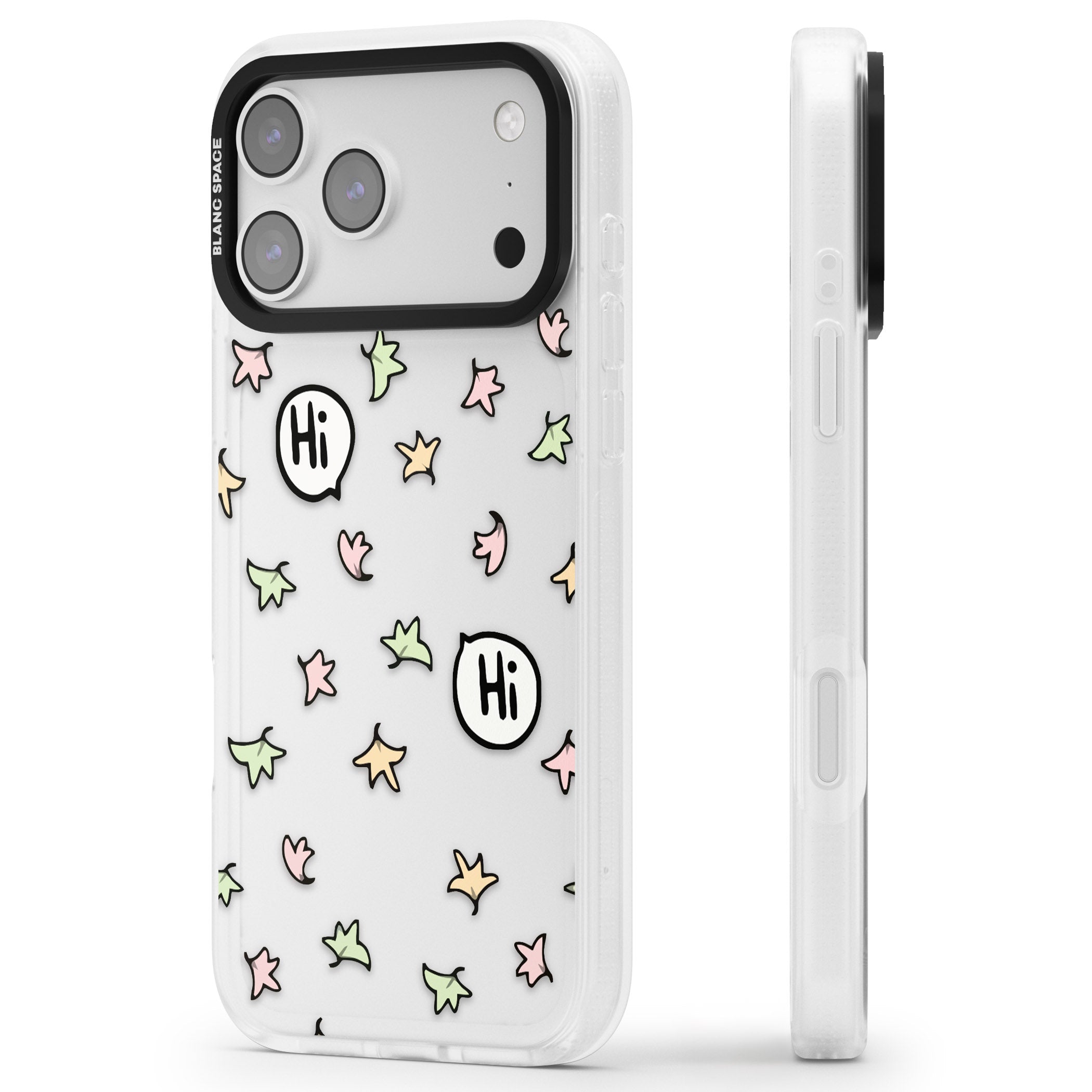 Heartstopper Leaves Pattern iPhone 17 Pro Max Impact Air Clear Phone Case Side Profile