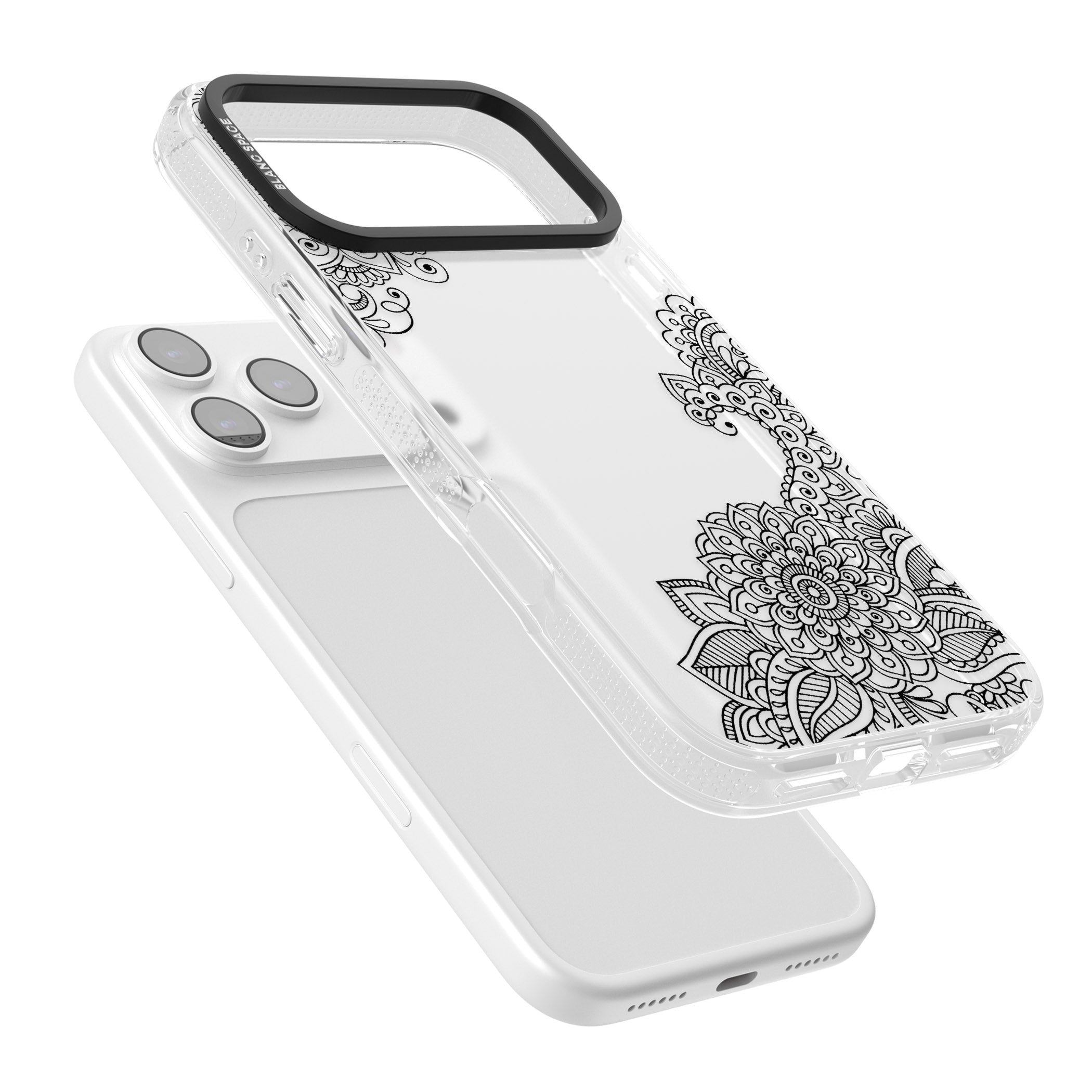 Black Henna Botanicals iPhone 17 Pro Max Impact Air Clear Phone Case Colours
