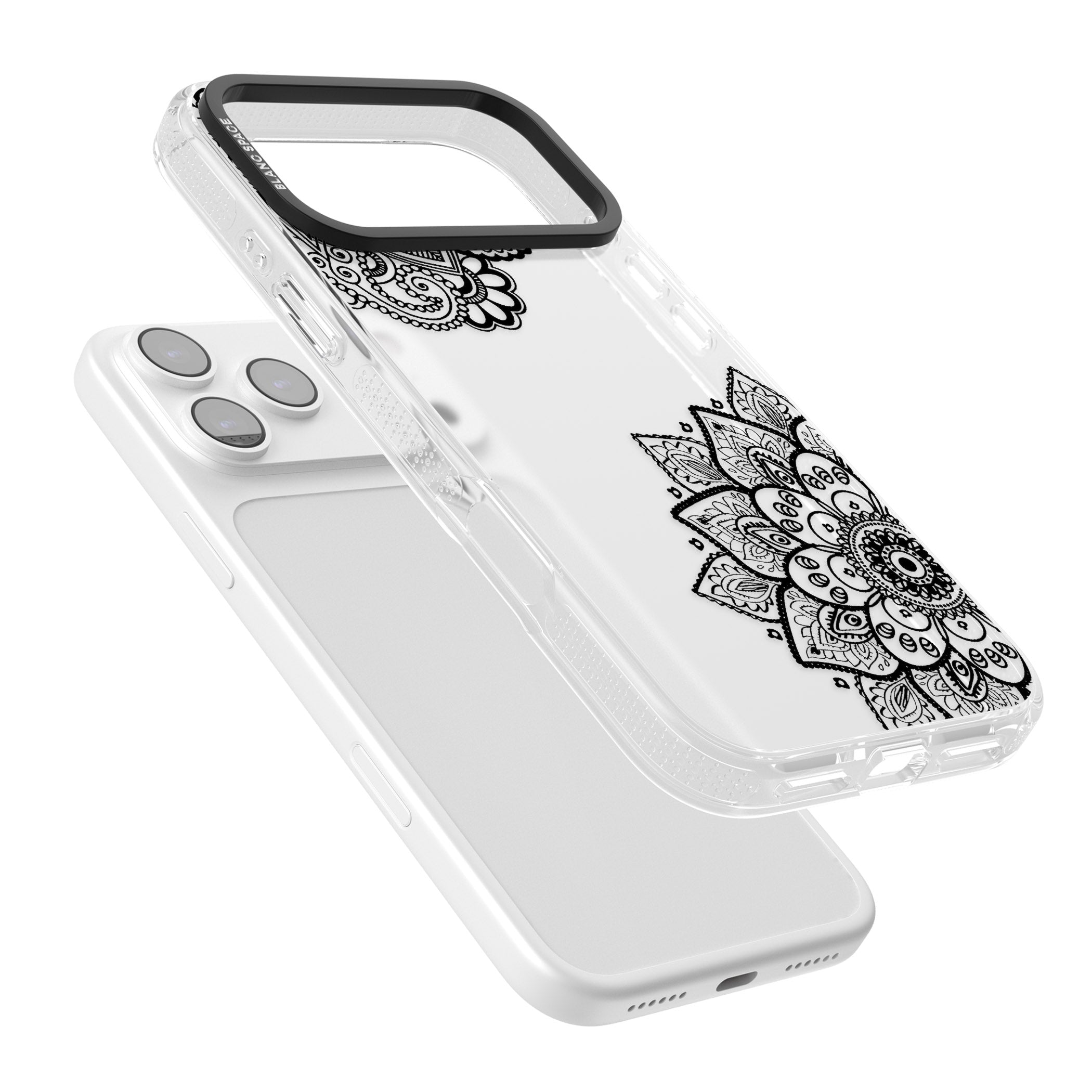 Black Henna Florals iPhone 17 Pro Max Impact Air Clear Phone Case Colours