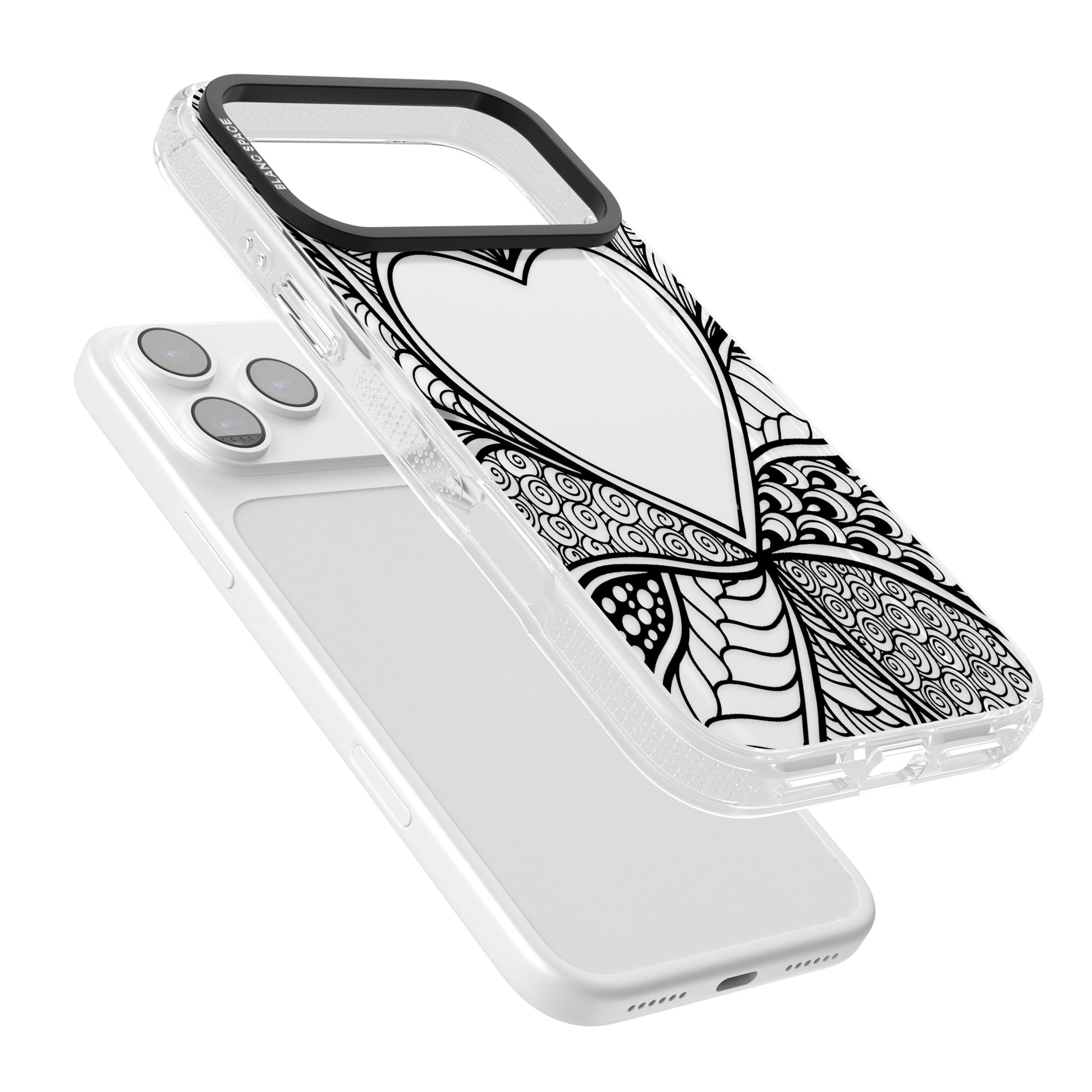 Black Henna Heart iPhone 17 Pro Max Impact Air Clear Phone Case Colours