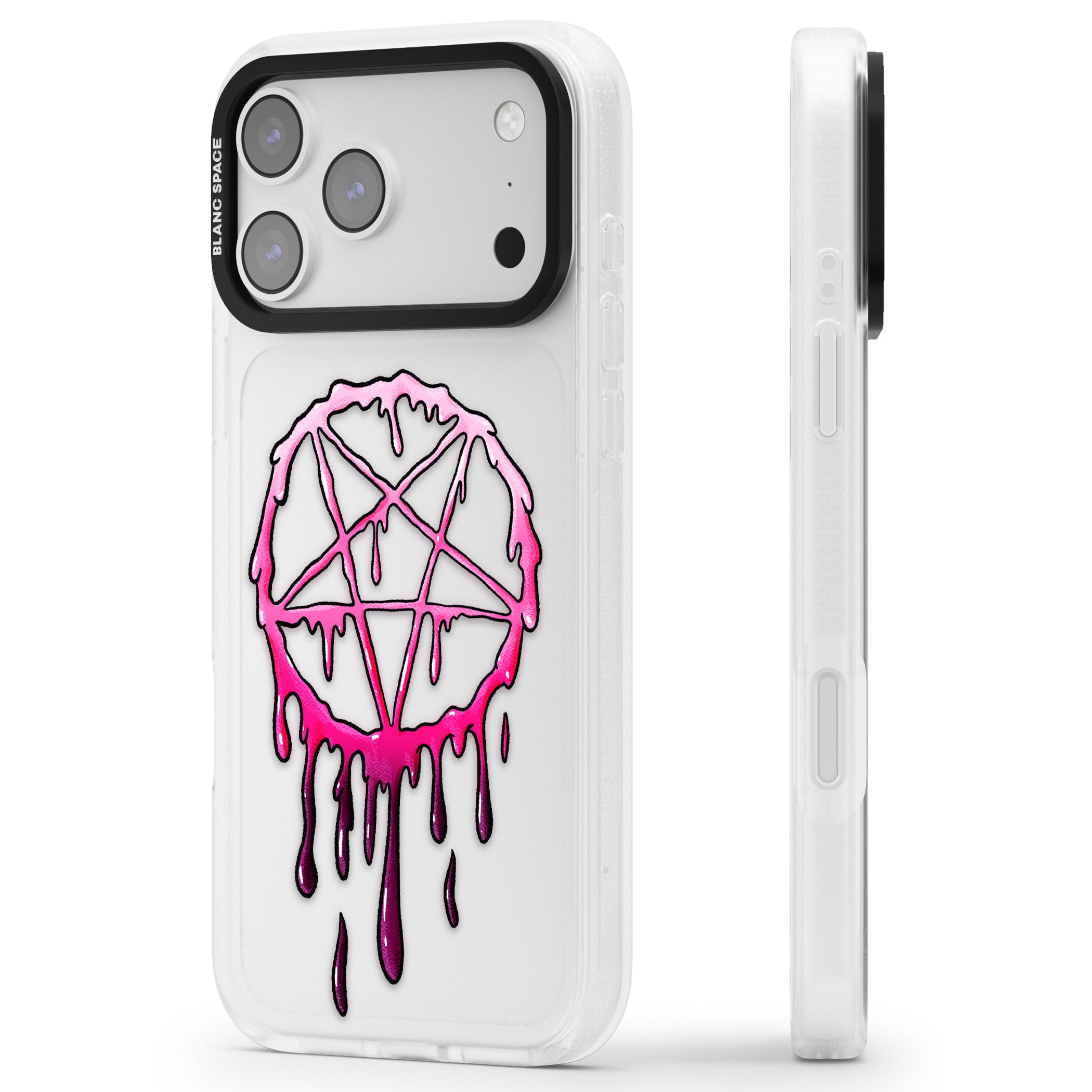 Pentagram Of Blood iPhone 17 Pro Max Impact Air Clear Phone Case Side Profile