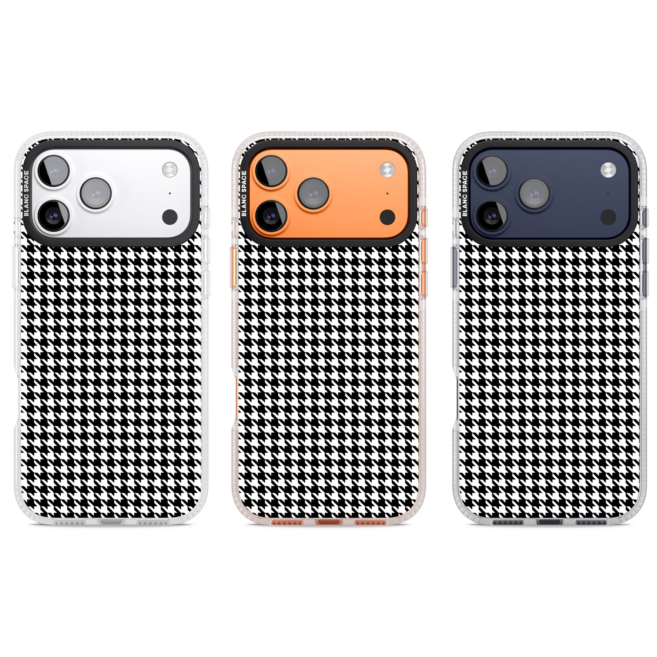 Black Houndstooth Pattern iPhone 17 Pro Impact Air Clear Phone Case APT Impact Protection