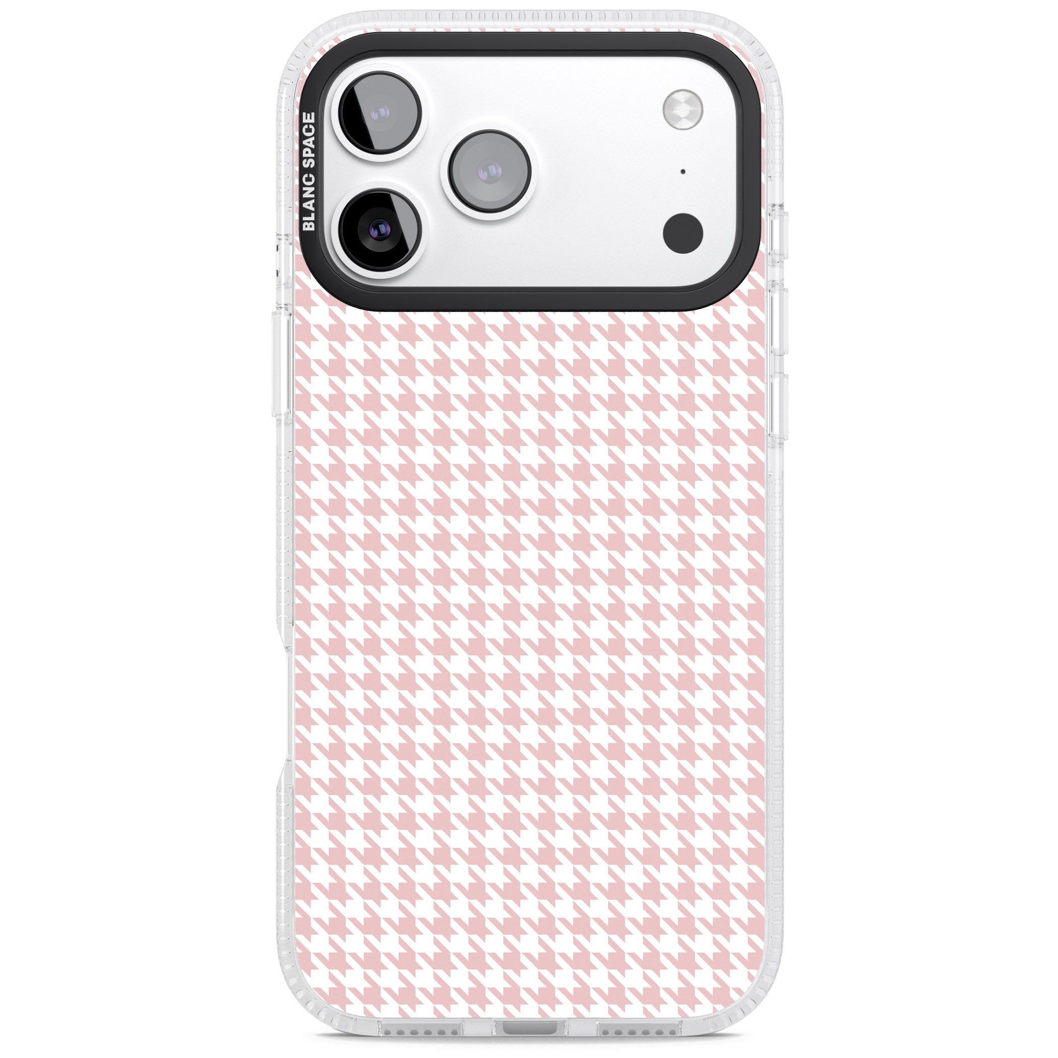 Pink Houndstooth Pattern iPhone 17 Pro Max Impact Air Clear Phone Case
