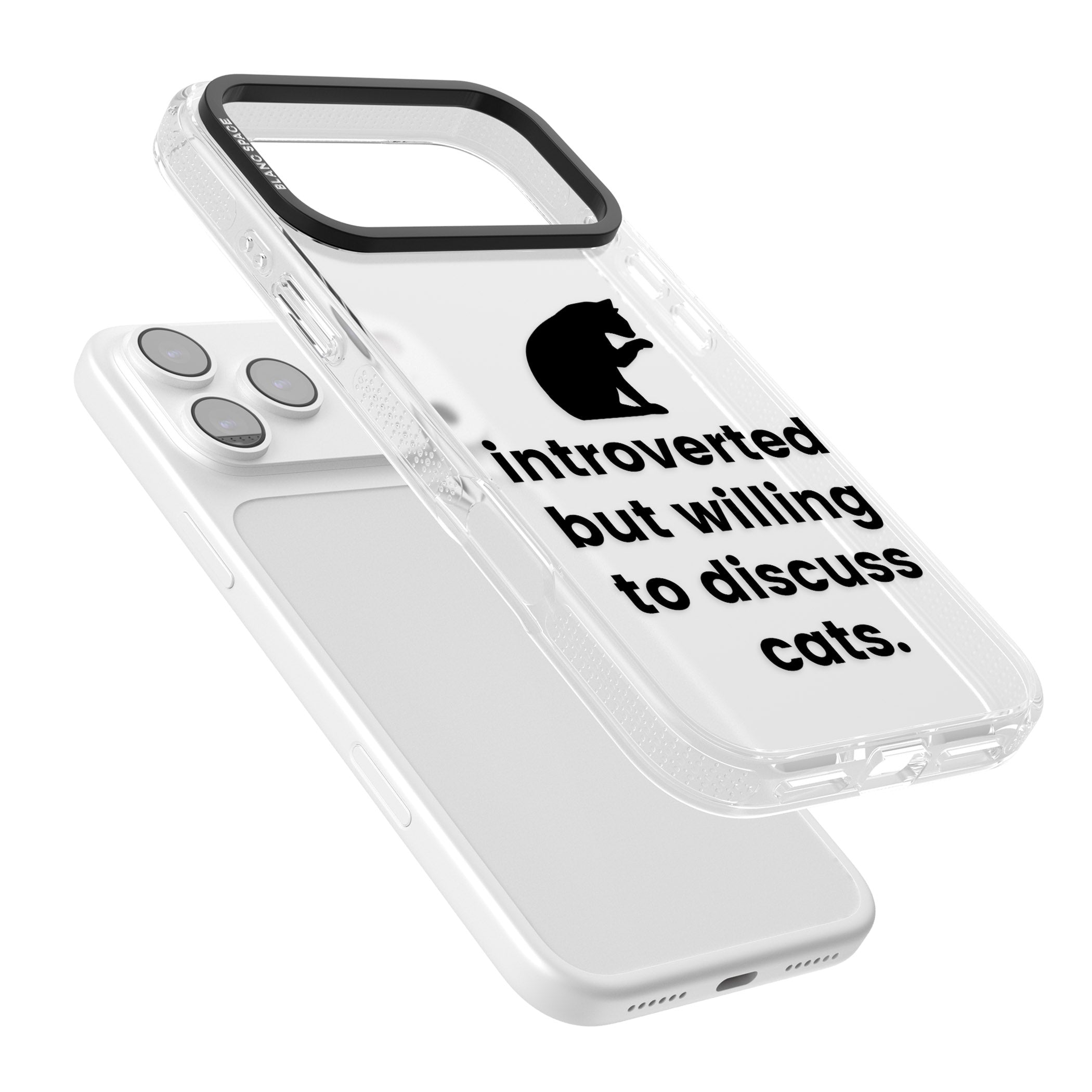 Introverted But Willing To Discuss Cats iPhone 17 Pro Max Impact Air Clear Phone Case Colours