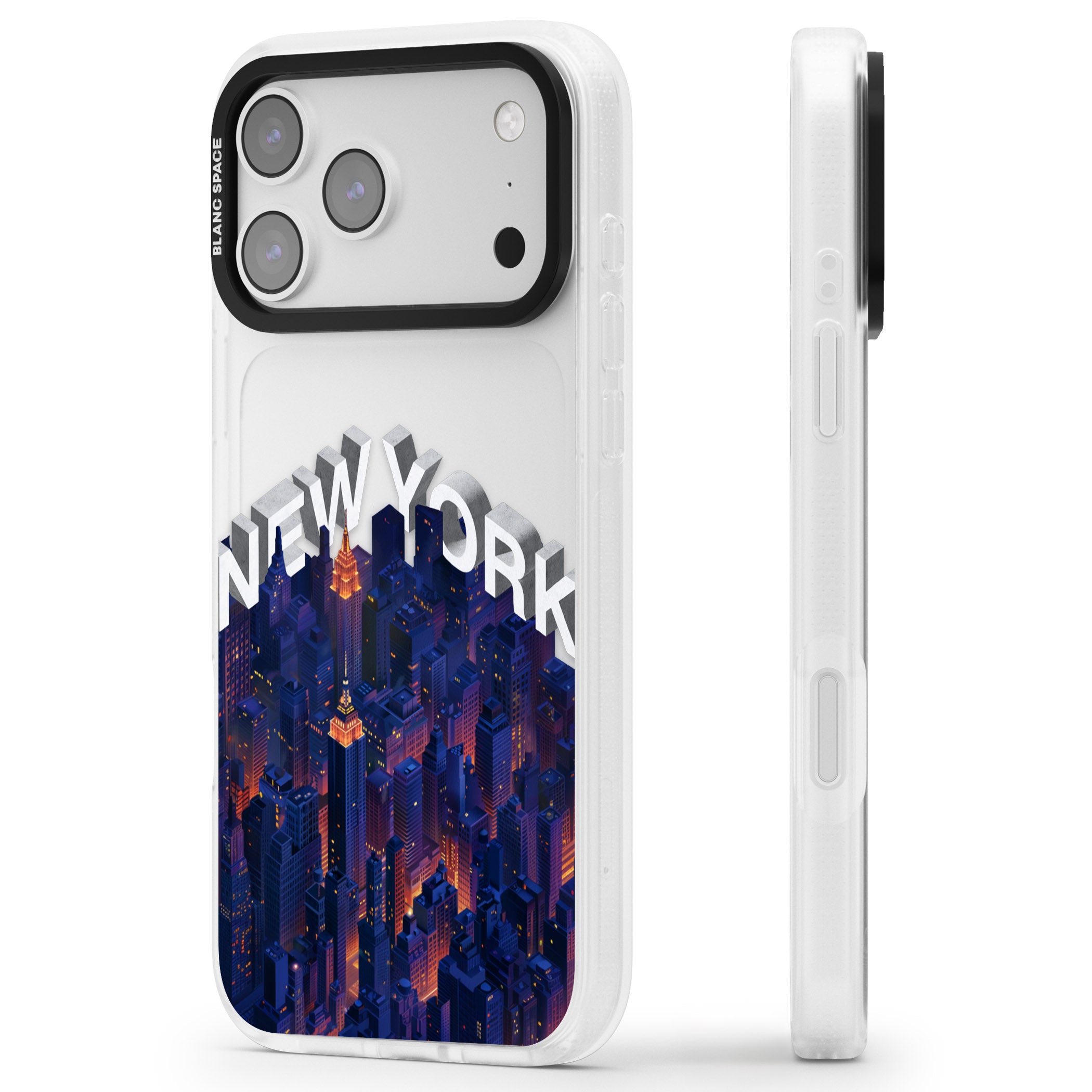 New York City iPhone 17 Pro Max Impact Air Clear Phone Case Side Profile