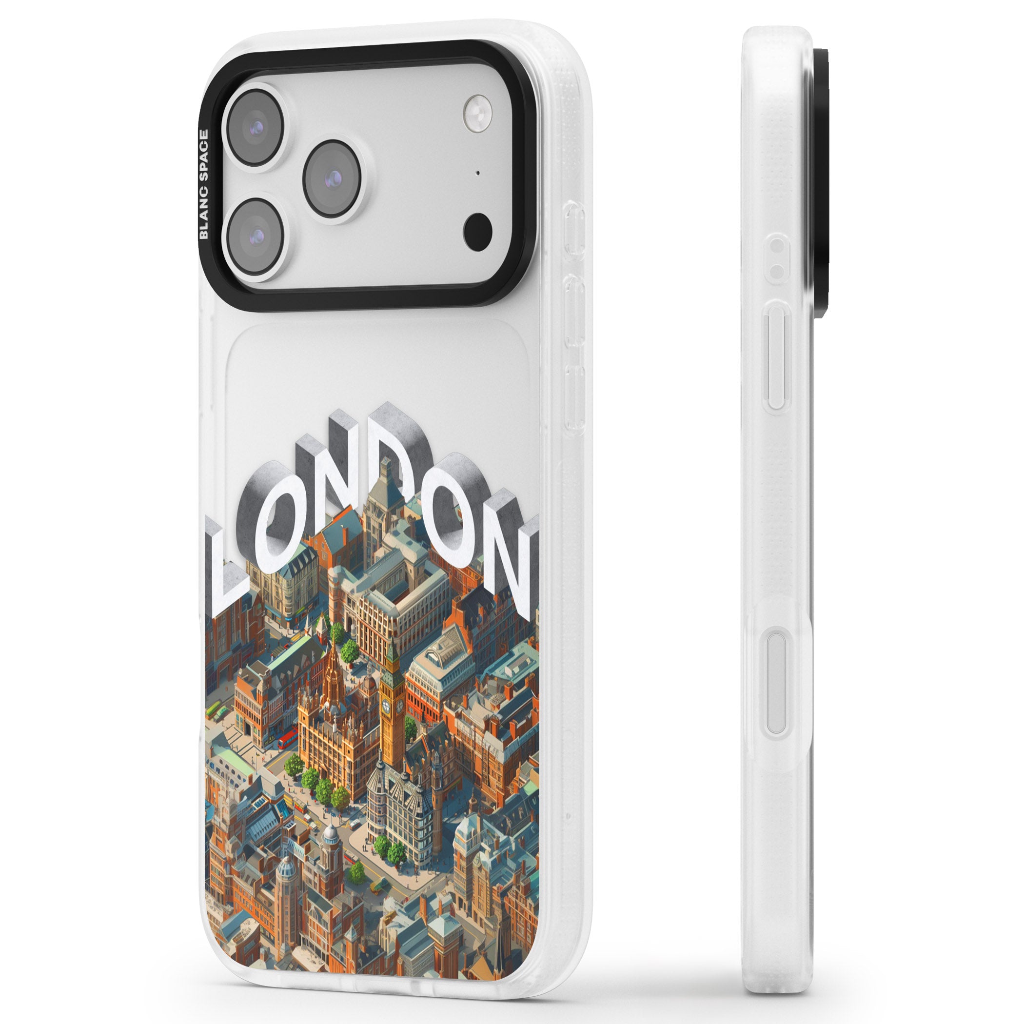 London iPhone 17 Pro Max Impact Air Clear Phone Case Side Profile