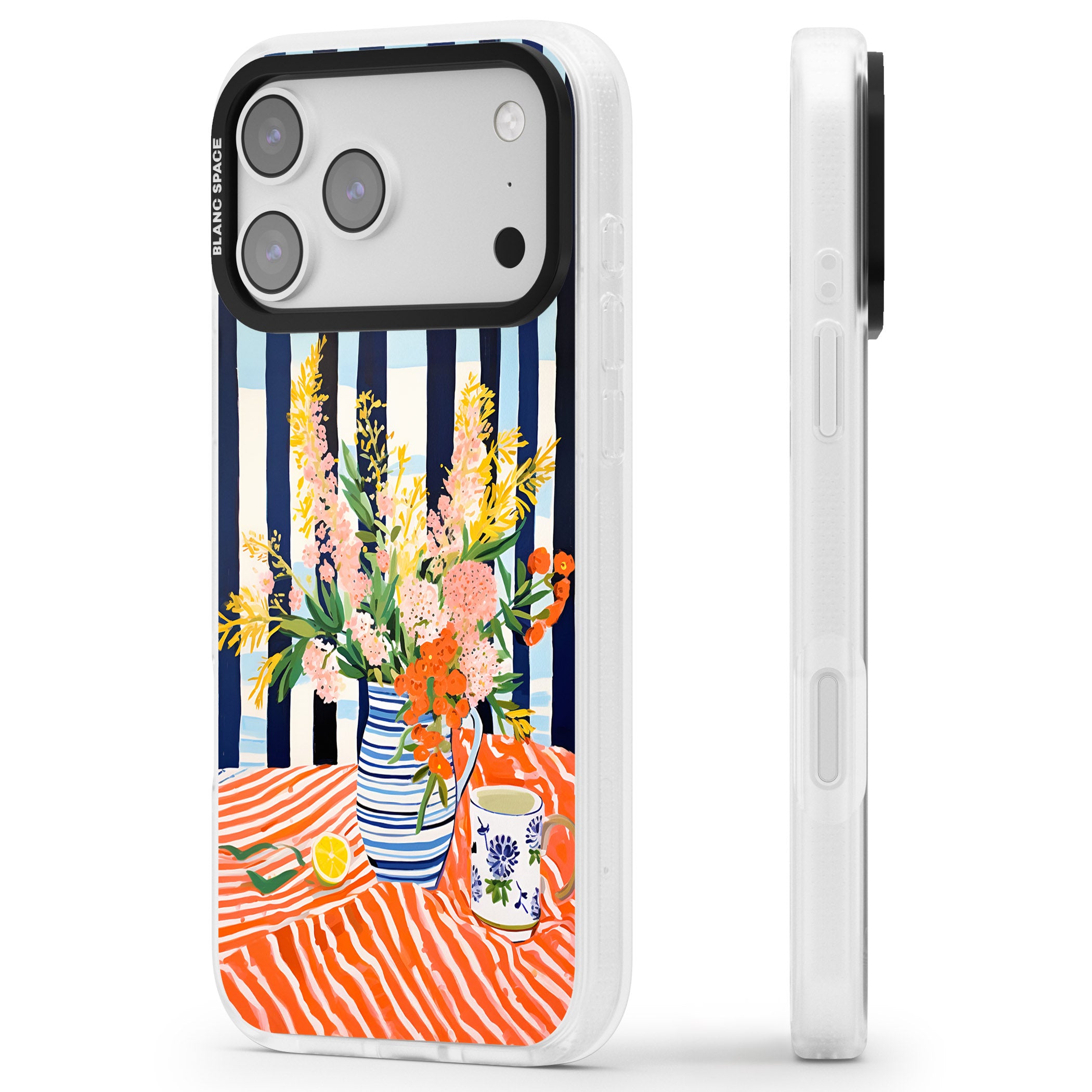 Seaside Flowers iPhone 17 Pro Max Impact Air Clear Phone Case Side Profile