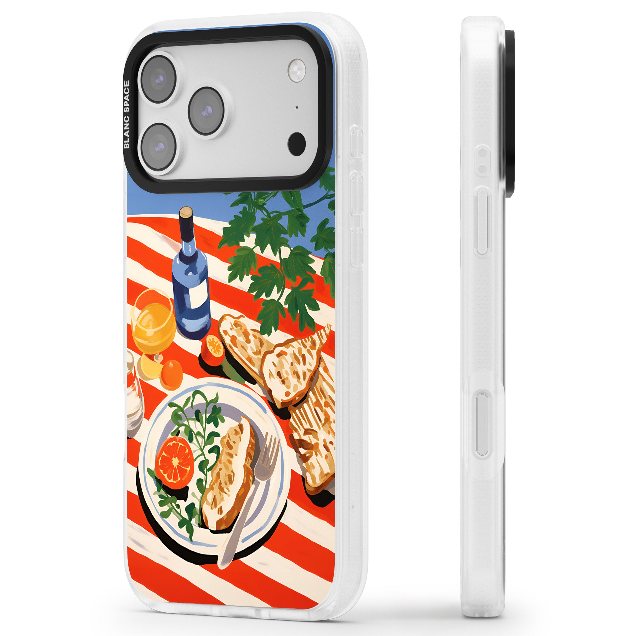 Mediterranean Lunch Table iPhone 17 Pro Max Impact Air Clear Phone Case Side Profile