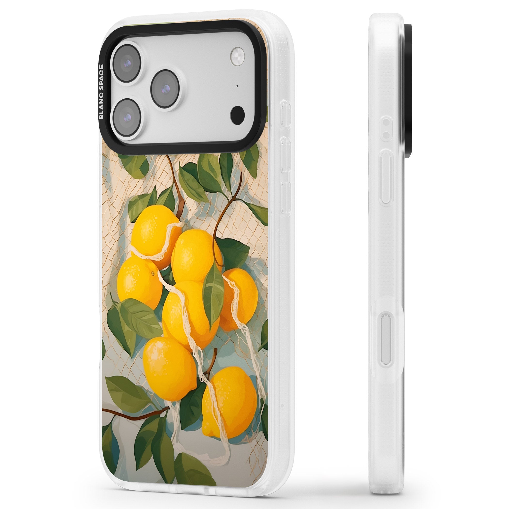 Lemon Vines iPhone 17 Pro Max Impact Air Clear Phone Case Side Profile
