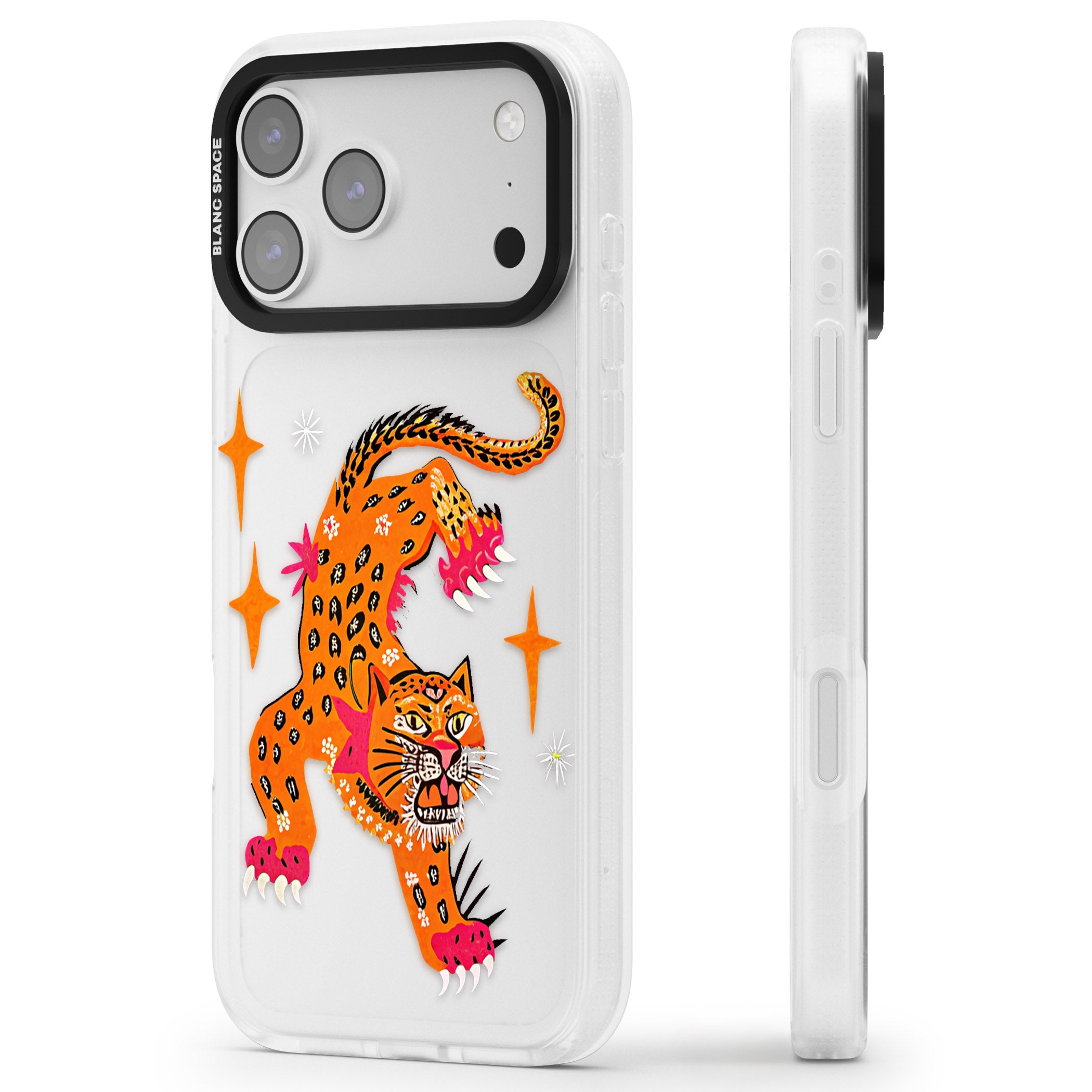 Fierce Jaguar Clear iPhone 17 Pro Max Impact Air Clear Phone Case Side Profile