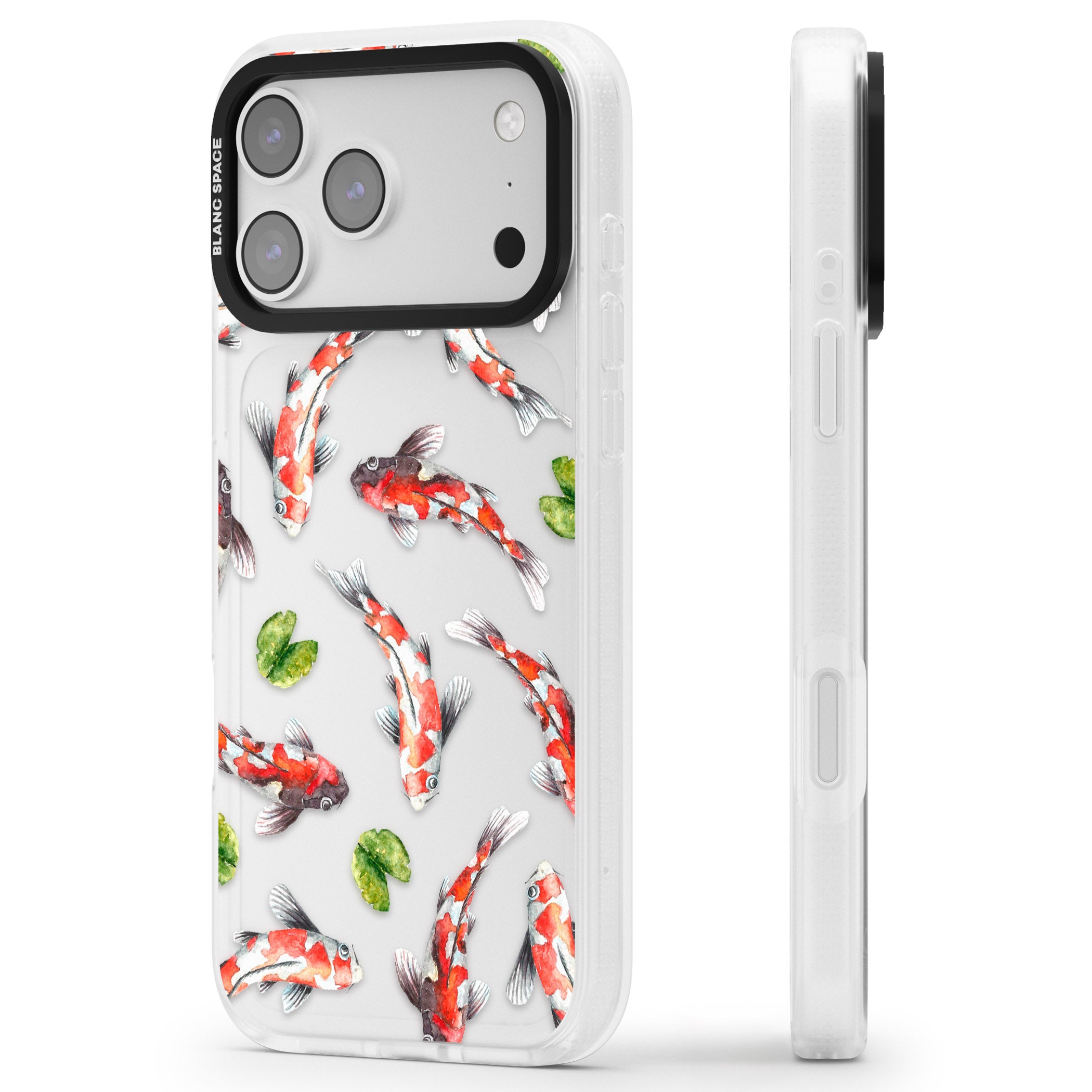Koi Fish Watercolour iPhone 17 Pro Max Impact Air Clear Phone Case Side Profile