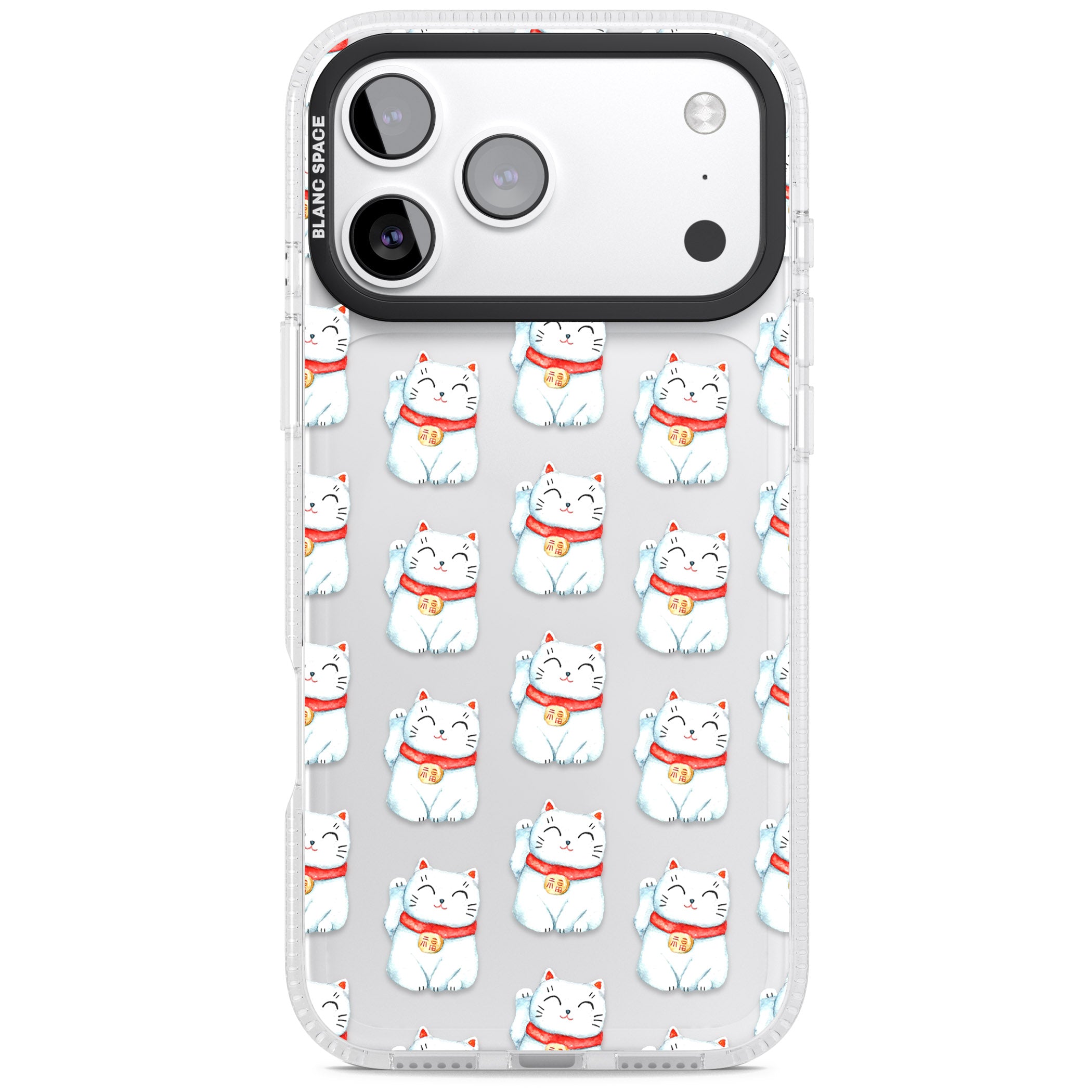 Lucky Cat Pattern iPhone 17 Pro Max Impact Air Clear Phone Case