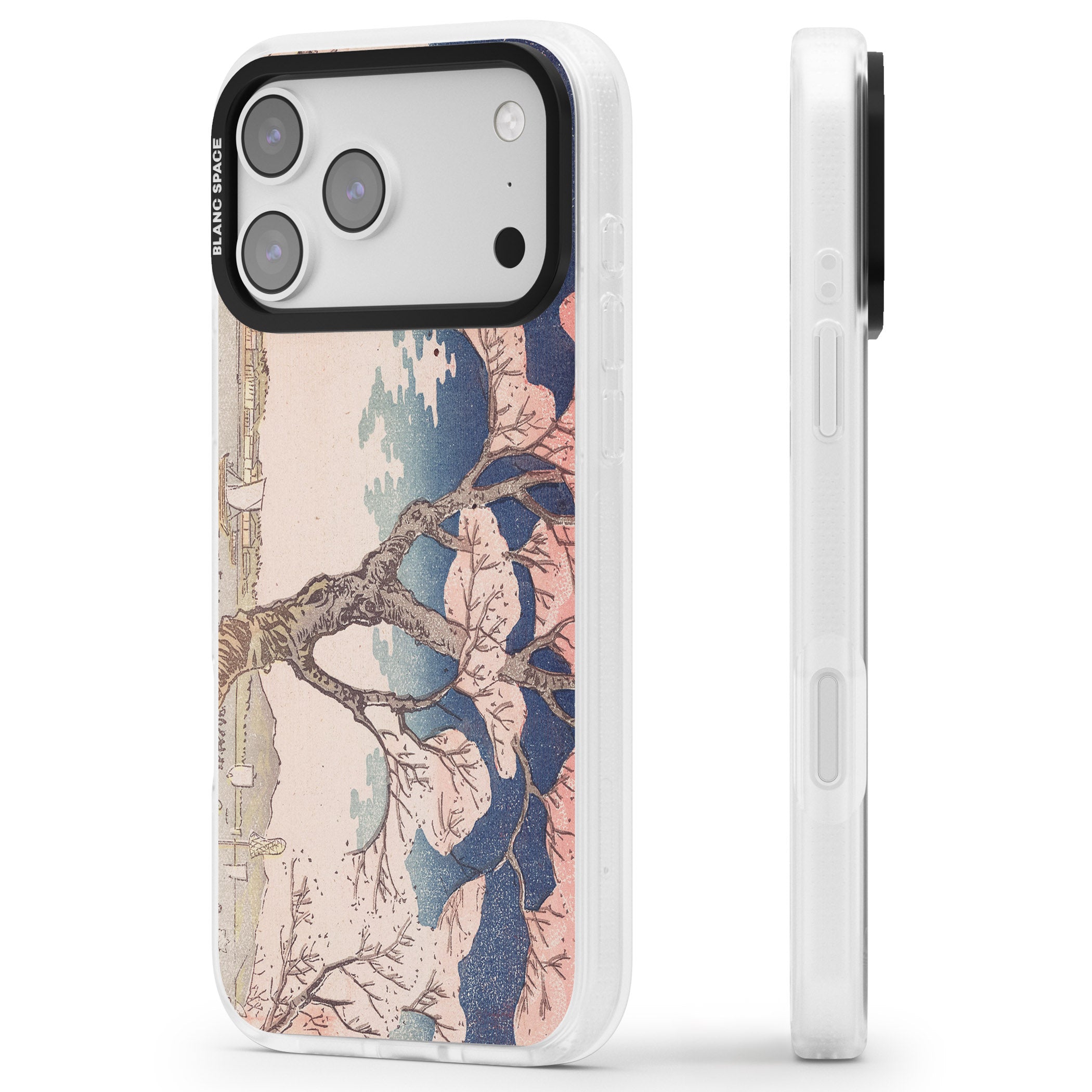 Vintage Japanese Illustrations Cherry Tree iPhone 17 Pro Max Impact Air Clear Phone Case Side Profile