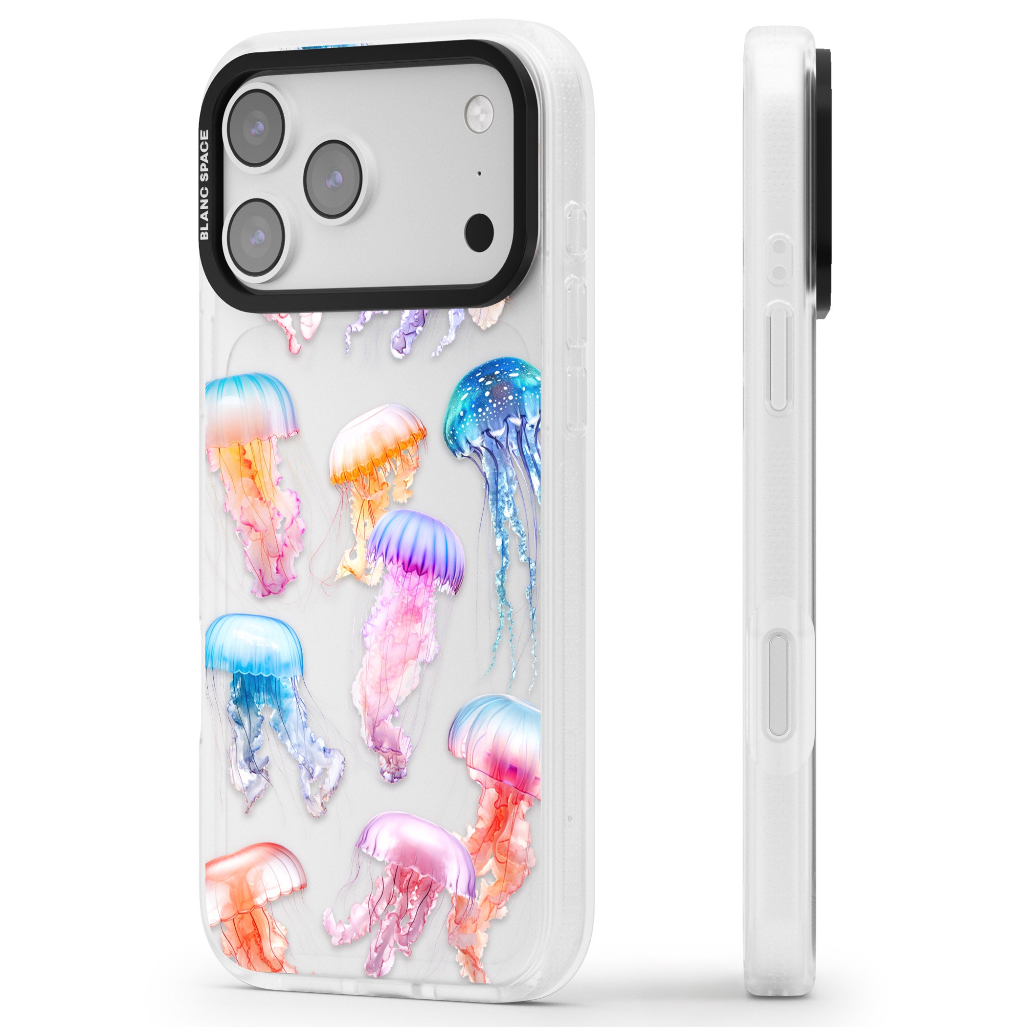 Vibrant Jellyfish iPhone 17 Pro Max Impact Air Clear Phone Case Side Profile