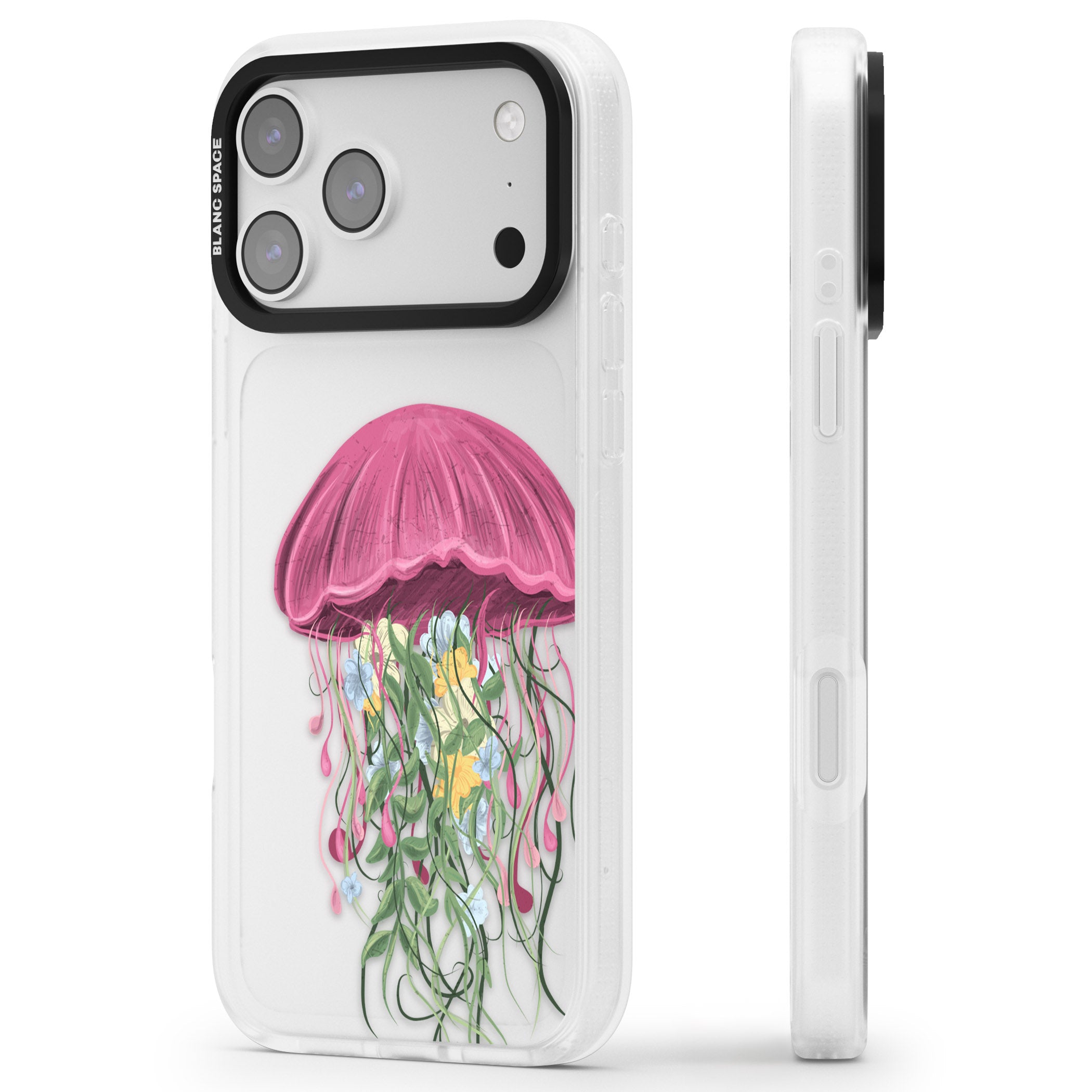 Botanical Jellyfish iPhone 17 Pro Max Impact Air Clear Phone Case Side Profile