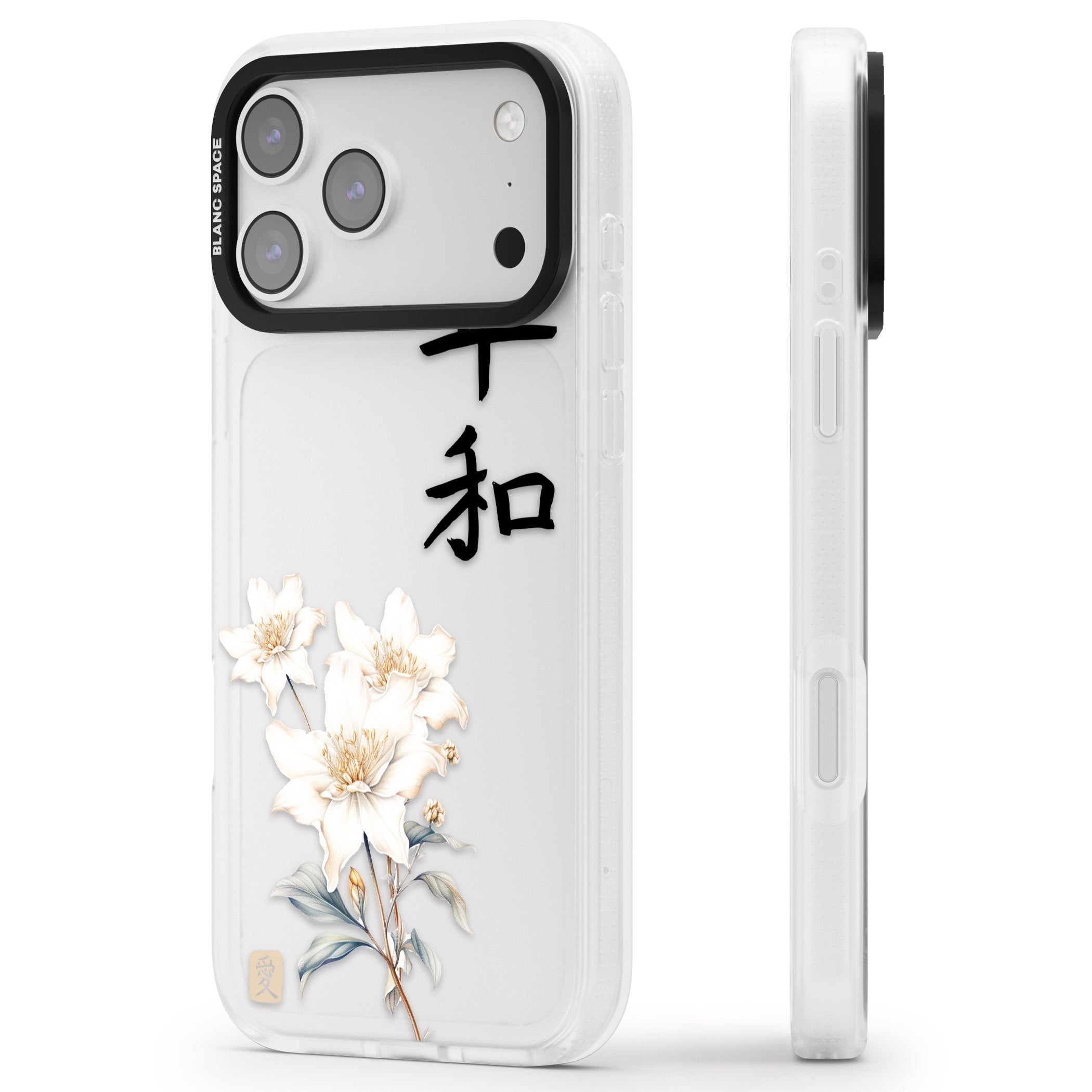 Peace And Flowers iPhone 17 Pro Max Impact Air Clear Phone Case Side Profile