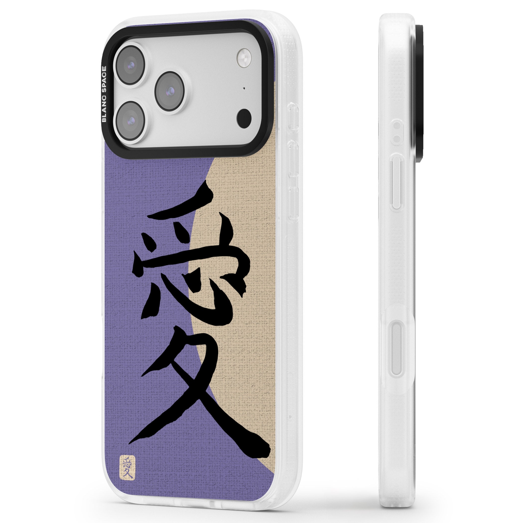 Vintage Japanese Kanji Love iPhone 17 Pro Max Impact Air Clear Phone Case Side Profile