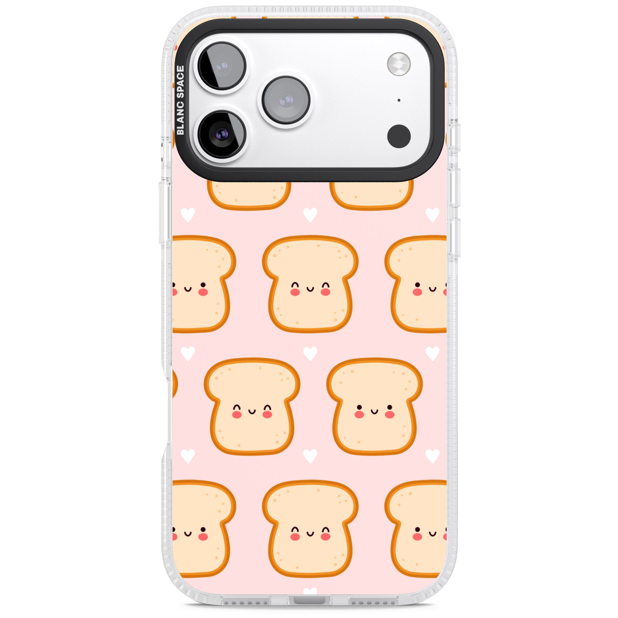 Bread Faces Kawaii Pattern iPhone 17 Pro Max Impact Air Clear Phone Case