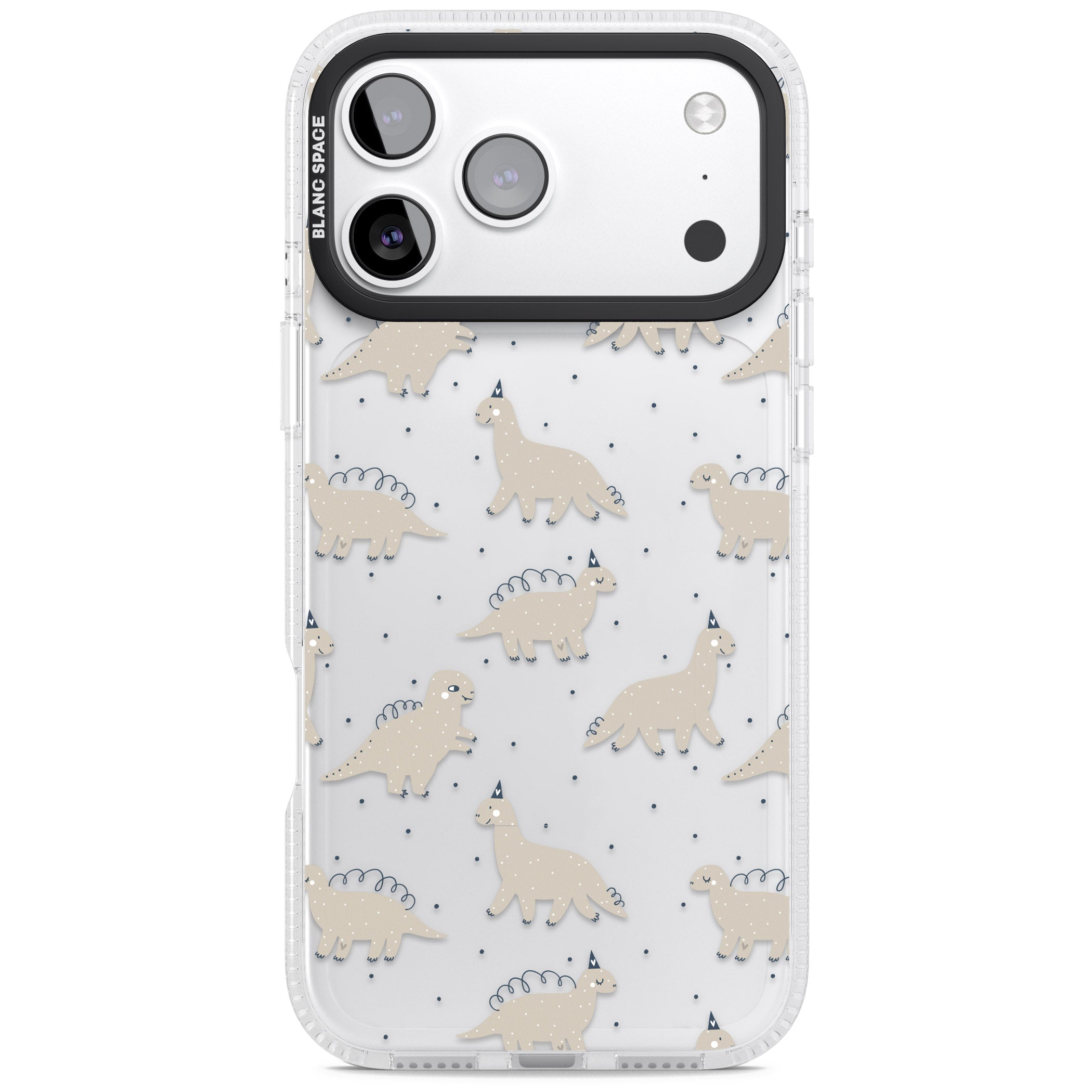 Adorable Dino Pattern iPhone 17 Pro Max Impact Air Clear Phone Case