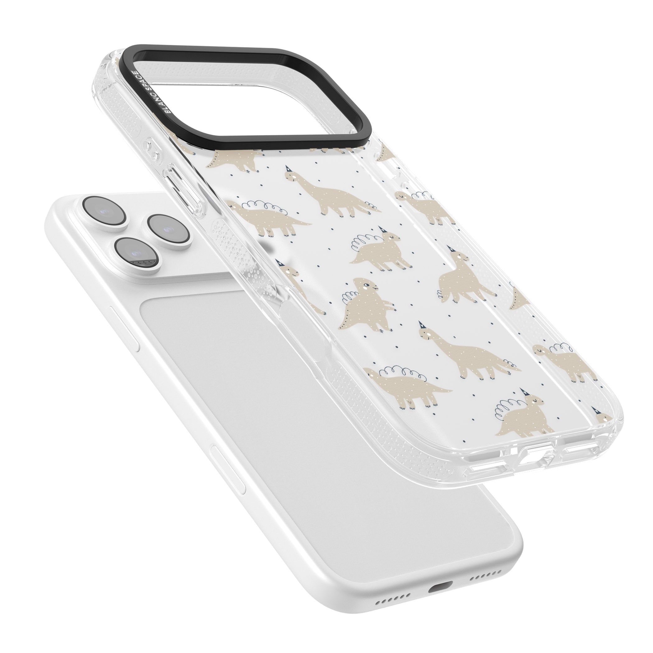 Adorable Dino Pattern iPhone 17 Pro Max Impact Air Clear Phone Case Colours