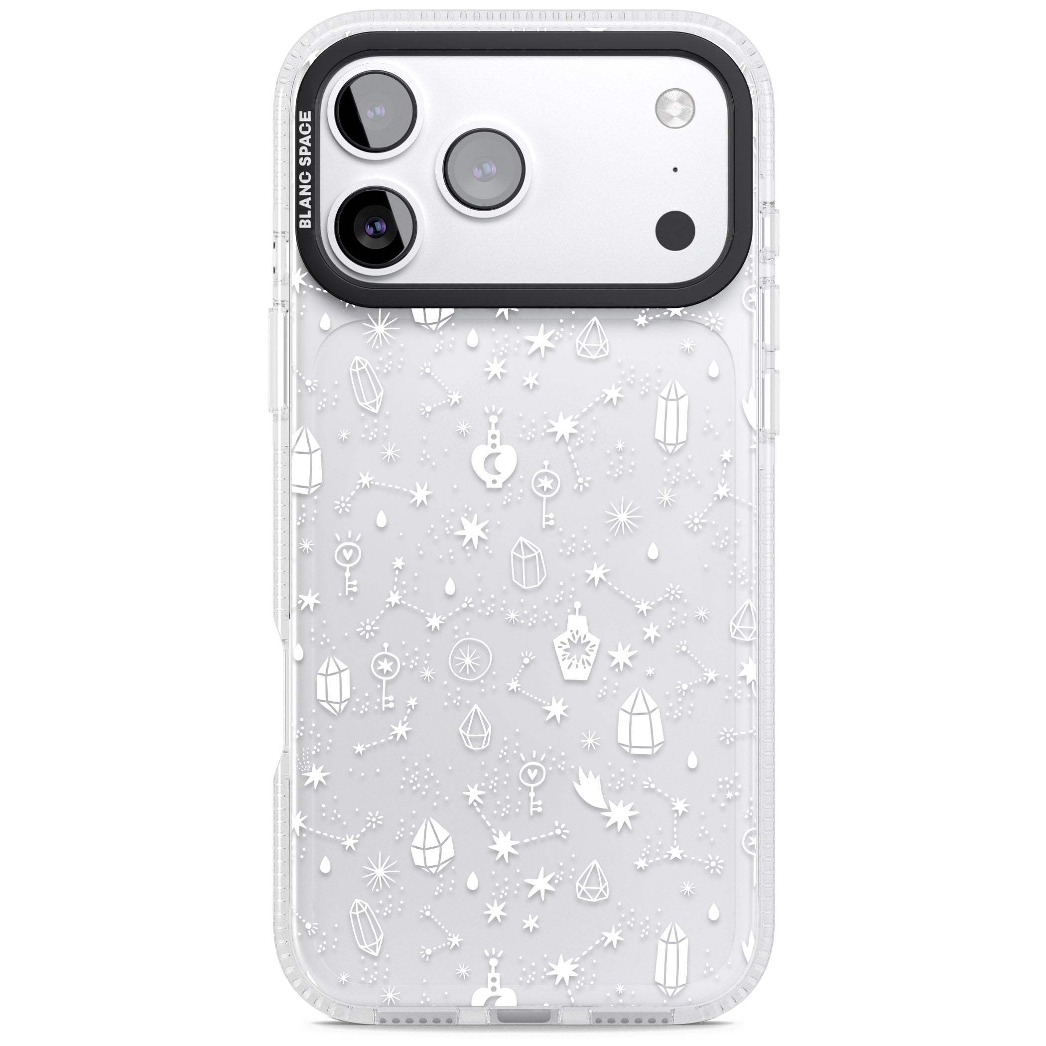 White Cosmic Crystal iPhone 17 Pro Max Impact Air Clear Phone Case