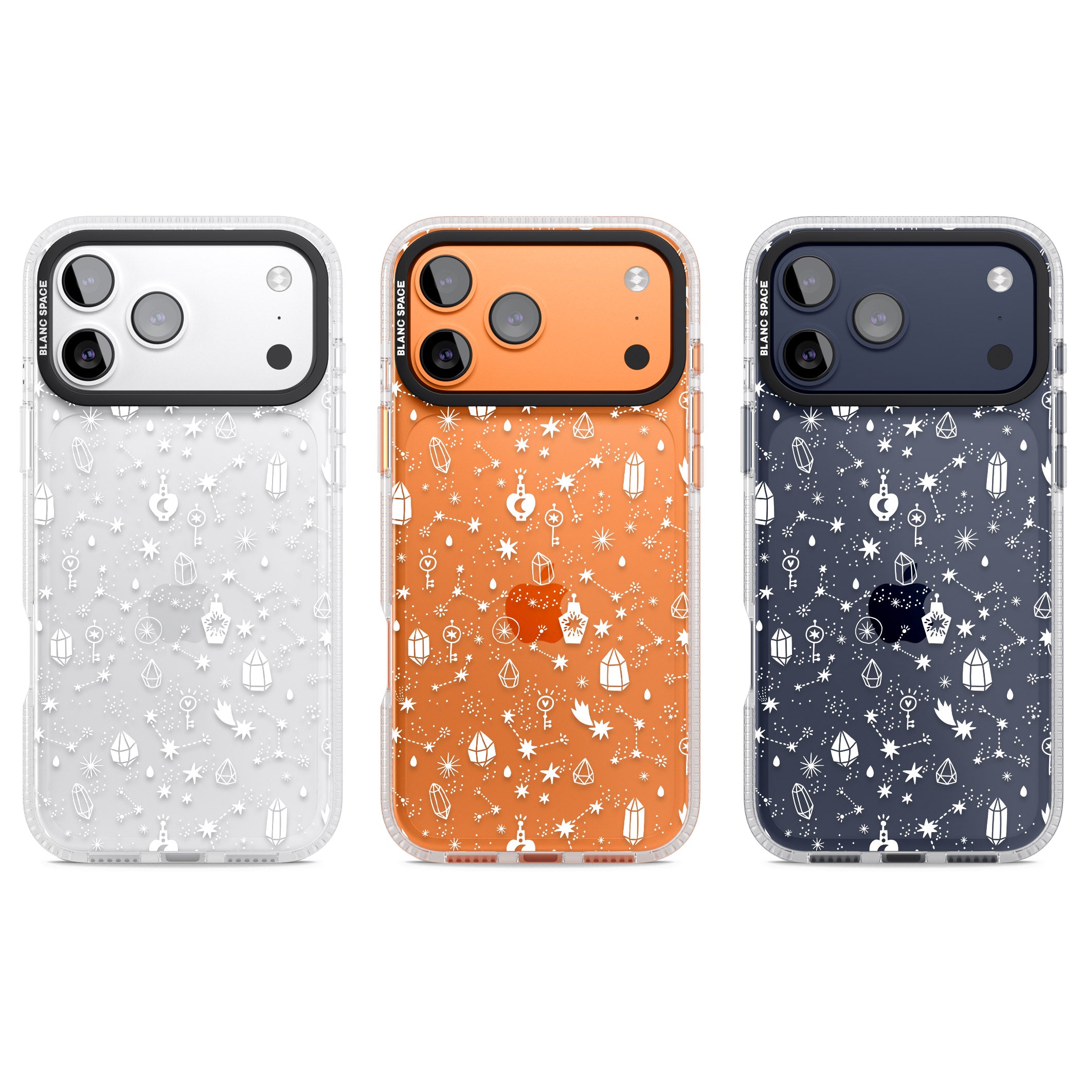 White Cosmic Crystal iPhone 17 Pro Impact Air Clear Phone Case APT Impact Protection