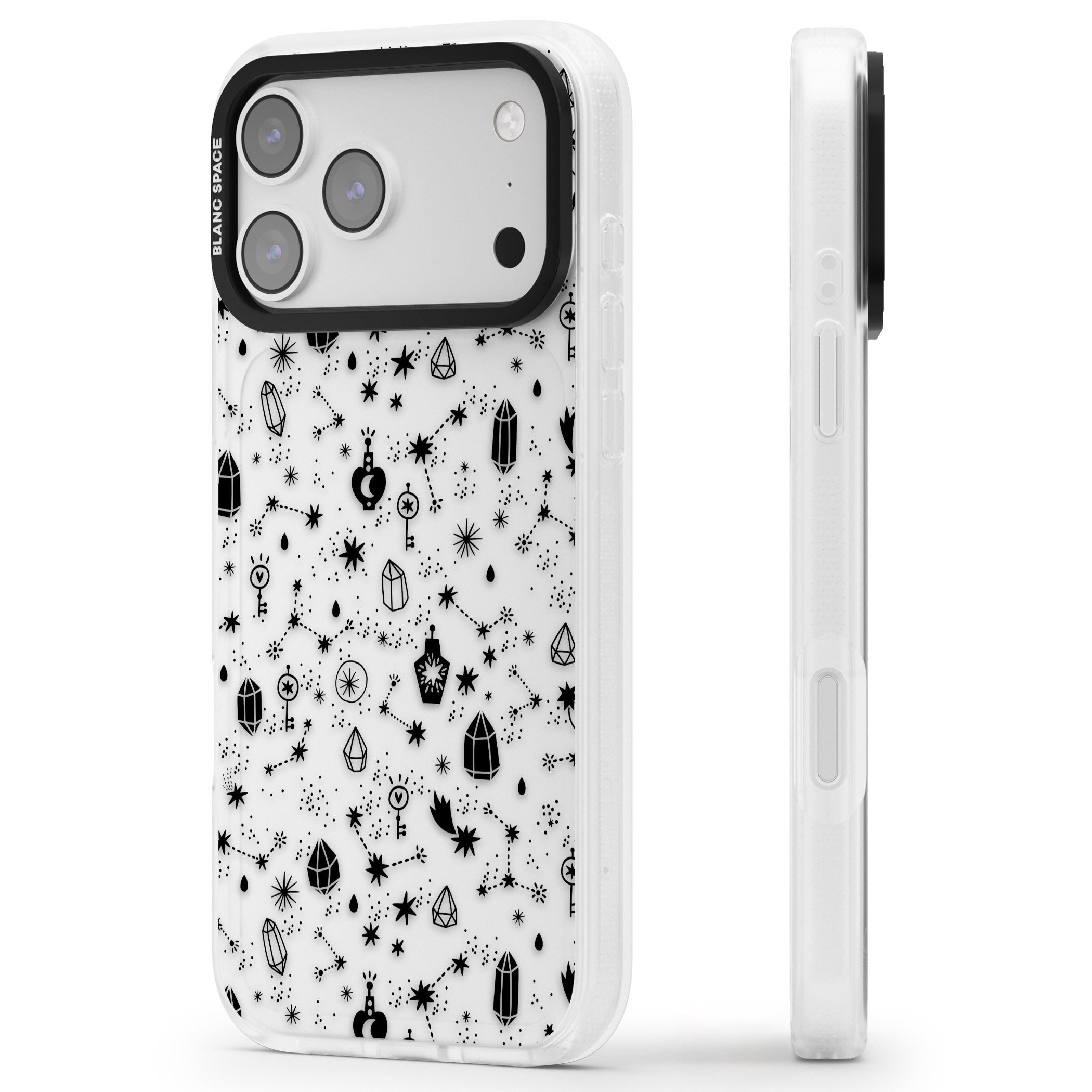 Black Cosmic Crystal iPhone 17 Pro Max Impact Air Clear Phone Case Side Profile
